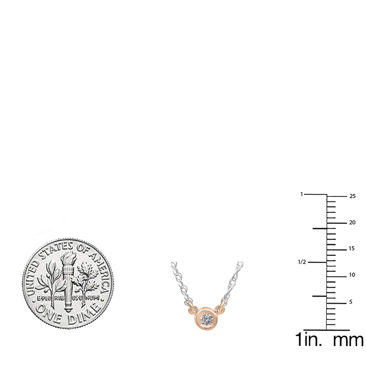 18K Solid Rose Gold Round Diamond Solitaire Pendant for Women - Bezel Set Dazzlingrock Collection | Elegant Necklace for Anniversary, Valentine's Day & Special Occasions