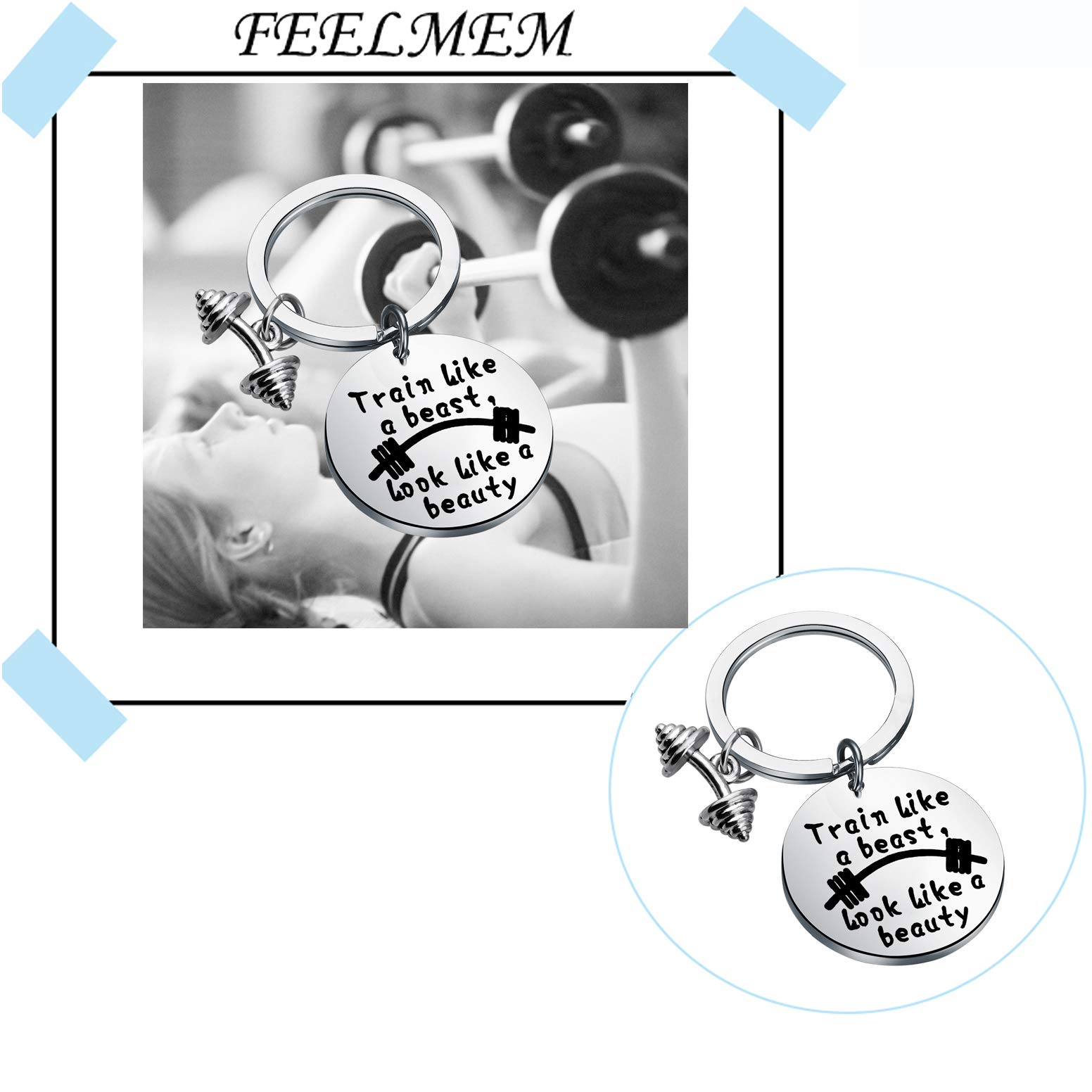 FEELMEM Motivational Workout Keychain - Perfect Fitness Gift for Bodybuilders & Gym Enthusiasts | Ideal for Gym Bags, Workout Gear & Fitness Motivation