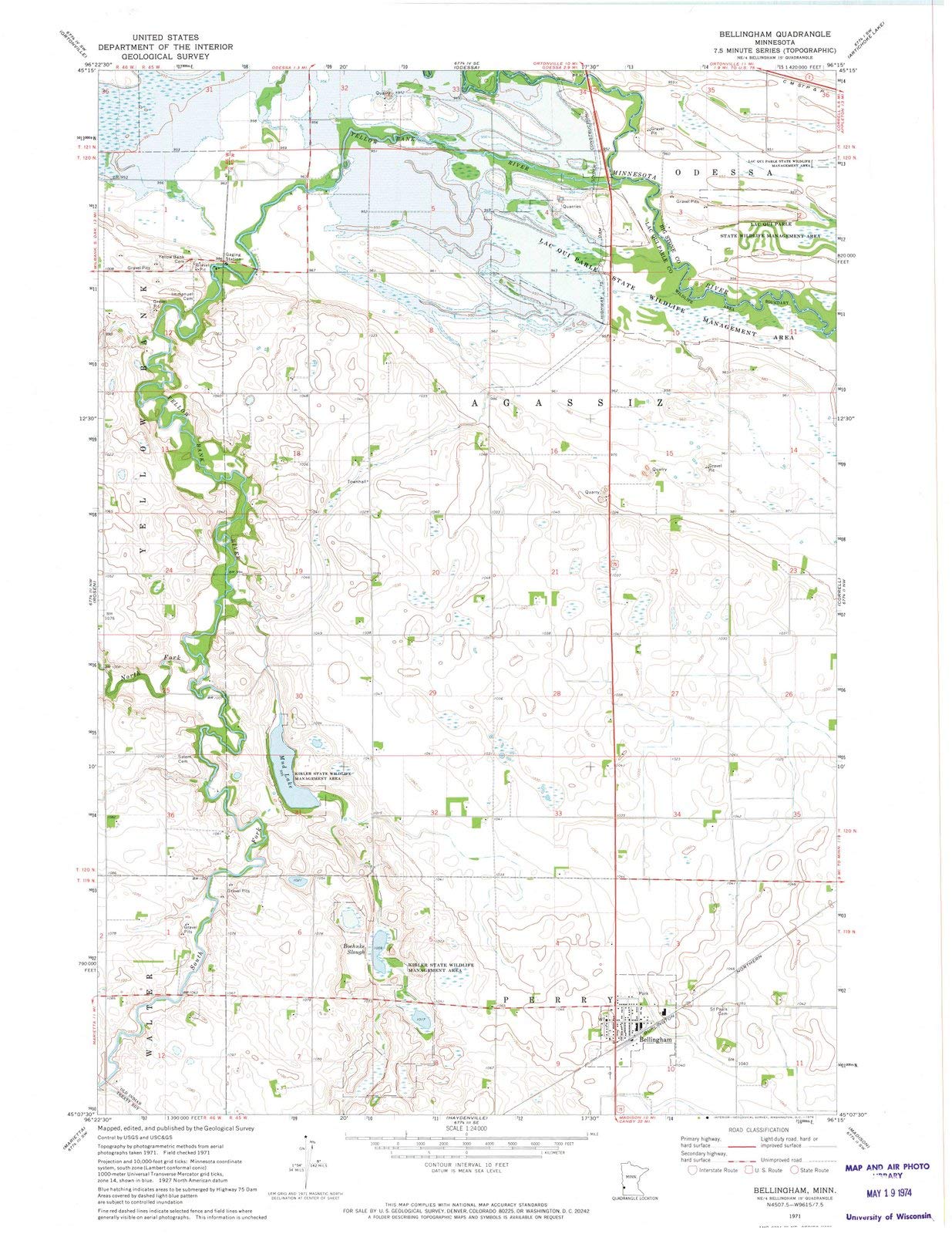 1971 Bellingham, MN USGS Historical Topographic Wall Map - 34x44 Inch Vintage Minnesota Decor - Perfect for Home, Office & Classroom Geography Display
