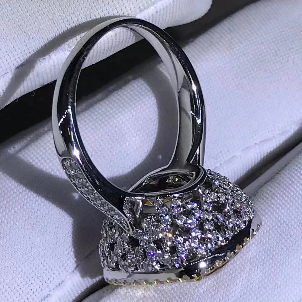 WUIHA Genuine 925 Sterling Silver 8CT Fancy Vivid Yellow Sapphire & Synthetic Diamond Ring for Women | Anniversary Gift | Elegant Jewelry for Weddings, Parties & Special Occasions