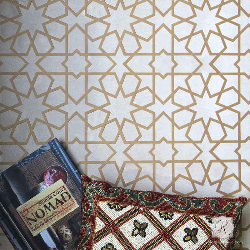 Rabat Allover Wall Stencil - DIY Home Decor Painting Template for Creative Wall Art, Ceiling & Furniture Design - Perfect for Bedroom, Nursery, Living Room & Office Decoration