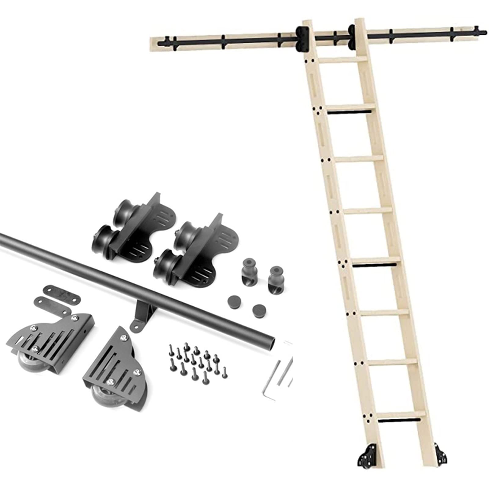 ZXFDM 3.3ft-20ft Adjustable Sliding Door Track Kit with Floor Rollers - Telescoping Round Rail System for Home, Indoor & Attic Storage - Perfect for Closet Doors, Loft Access, and Space-Saving Solutions (20ft/600cm Track Kit)