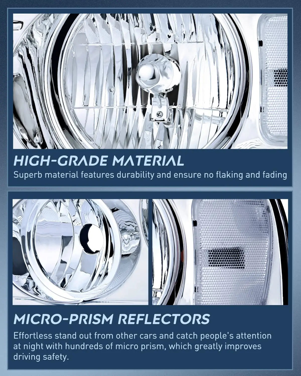 2004-2008 Ford F150 & Lincoln Mark LT Replacement Headlight Assembly - Chrome Housing with Clear Reflector - Perfect for Night Driving & Off-Road Adventures