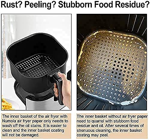 Numola 100-Pack 9 Inch Air Fryer Parchment Paper Liners - Disposable Non-Stick Baking Sheets for Microwave, Oven & Steamer Basket | Safe Unbleached Cooking Accessories for Healthy Meals & Party Snacks