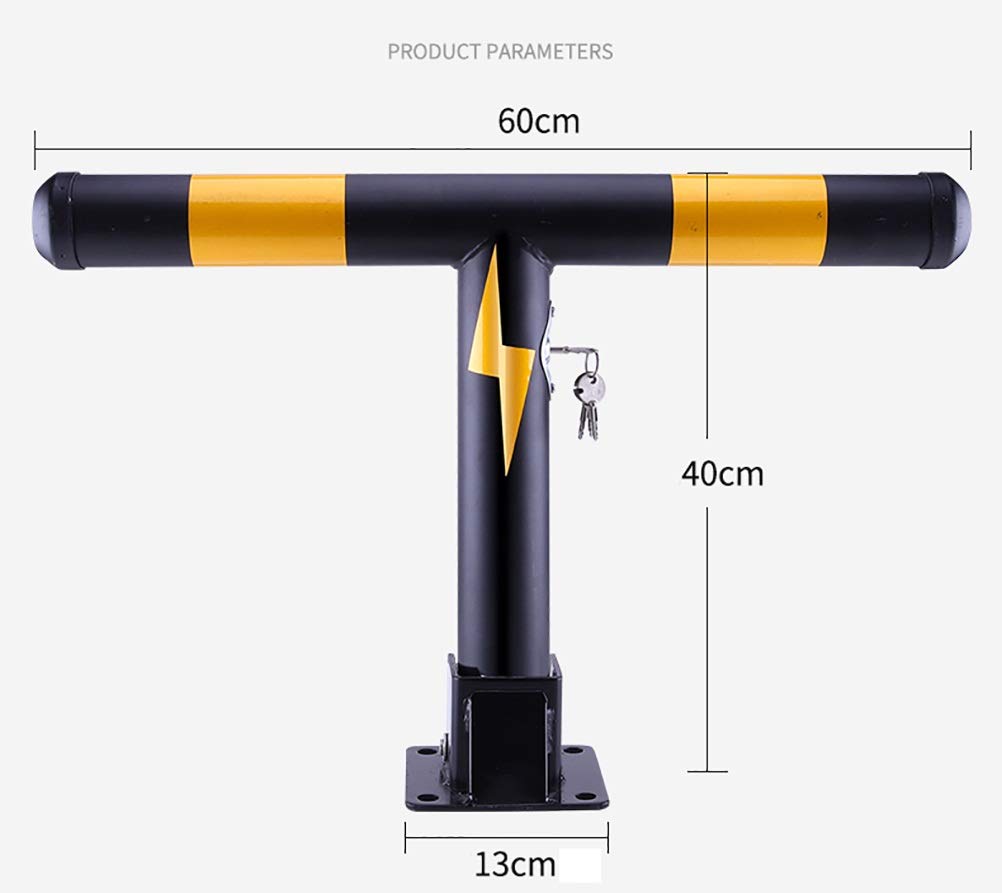 Locking Parking Bollards - Heavy Duty Car Parking Barrier with Reflective Tape - Outdoor Driveway Security Posts for Garages, Lots & Streets
