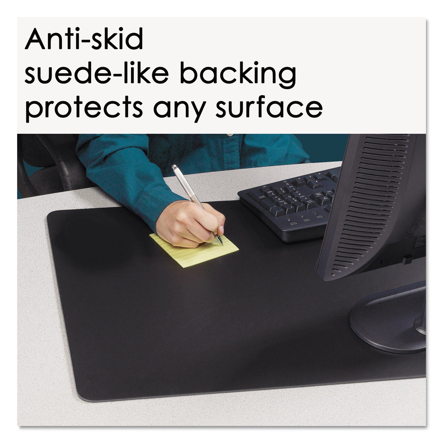 Artistic® Rhinolin II Antimicrobial Desk Pad - 36 x 20 Inches, Black - Perfect for Office, Home & Gaming Setups