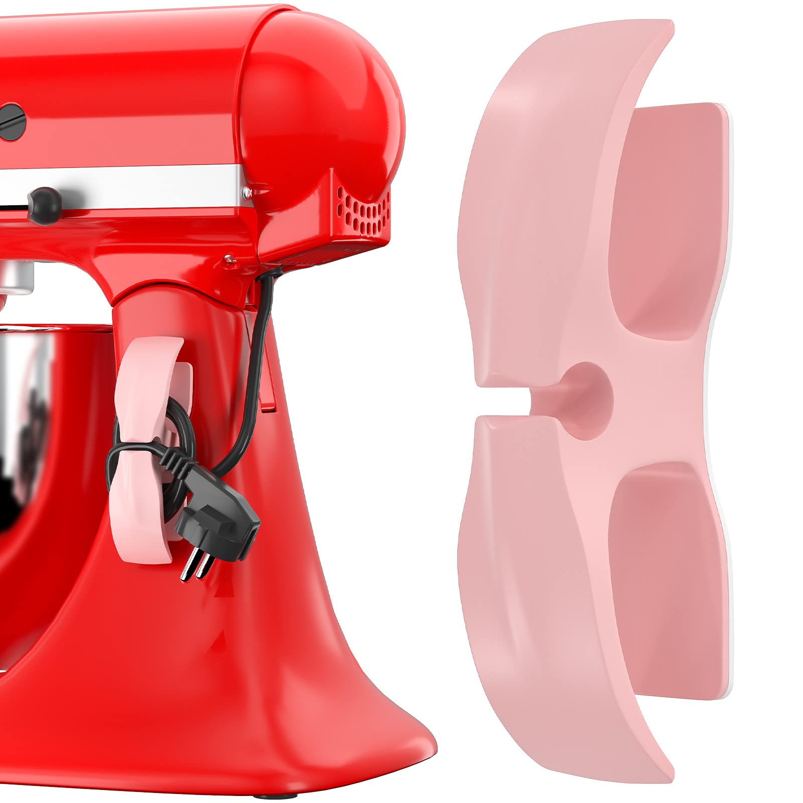 Self-Adhesive Cable Organizer Clips - Cord Management for Kitchen Appliances (Mixer, Fryer, Coffee Maker, Rice Cooker) | Cable Wraps & Holders for Neat Countertop Organization - Pink