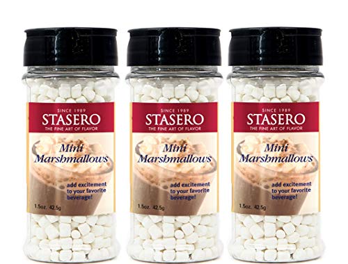 Stasero Mini Marshmallows 3 Pack - Sweet & Fluffy Topping for Hot Chocolate, Desserts, Baking & Coffee | Shakable Candy for Kids & Adults