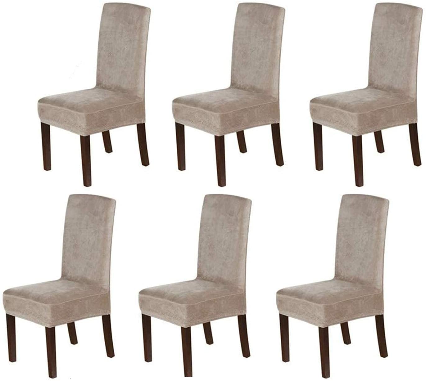 Stretch Velvet Dining Chair Covers - Set of 6, Washable for Home & Restaurant Use