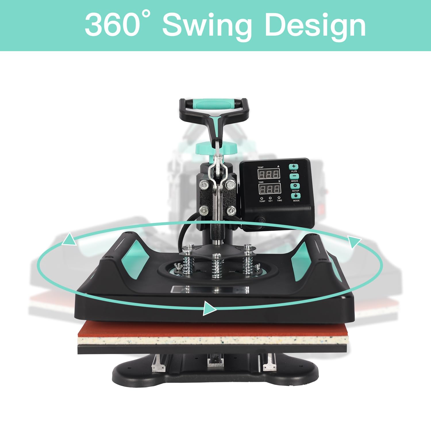 UKPRESS 5-in-1 Heat Press Machine 38x38cm with Swing Away 360° - Digital Dual Control for Sublimation Printing on T-Shirts, Mugs, Hats, Plates & Mouse Pads | Perfect for DIY Crafts, Small Business & Custom Apparel (Green)