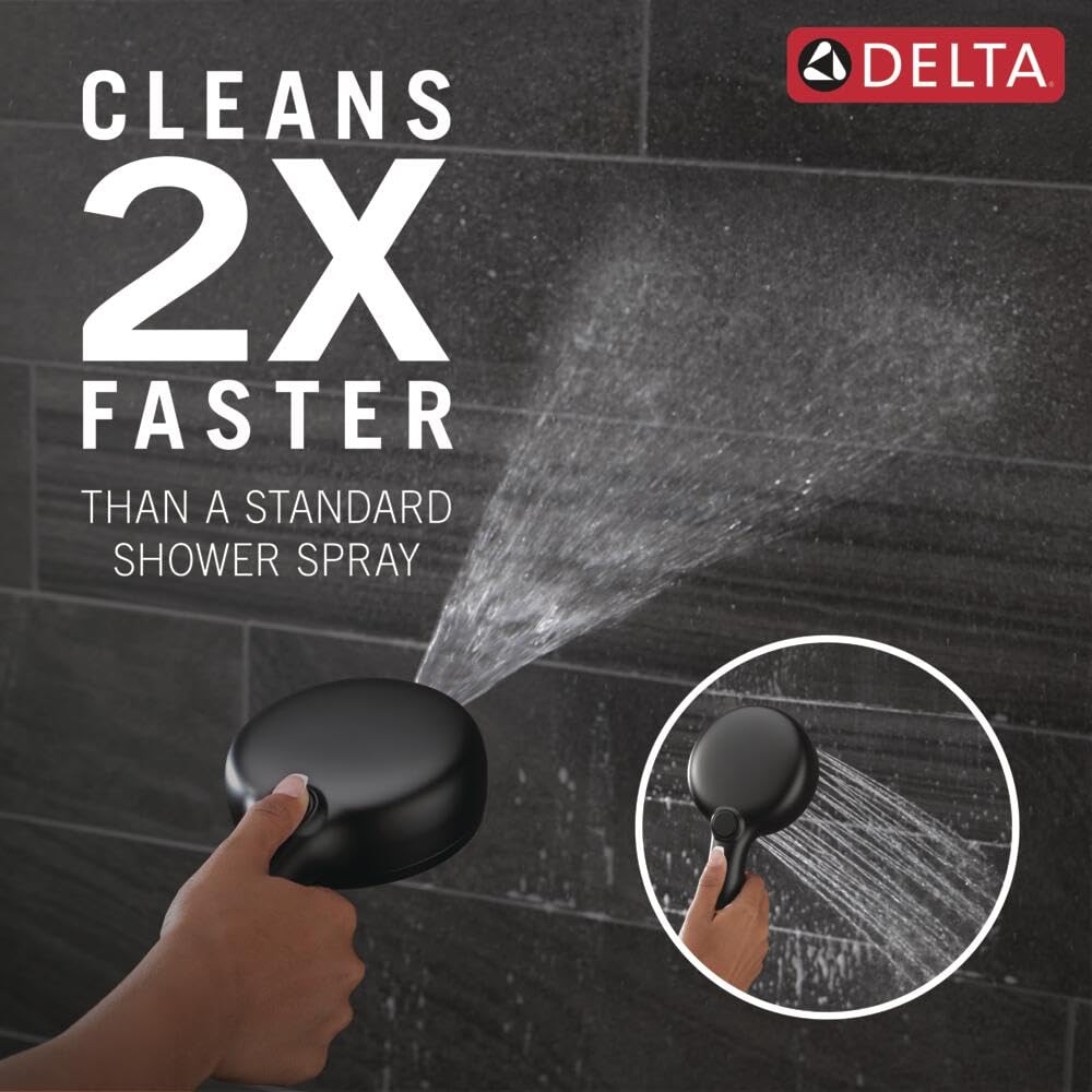 Delta Faucet ProClean Matte Black Hand Shower with Slide Bar - High Pressure Handheld Shower System for Bathroom & Spa Experience (Model 51584-BL) - Perfect for Relaxing Showers, Bathing Kids & Elderly Care