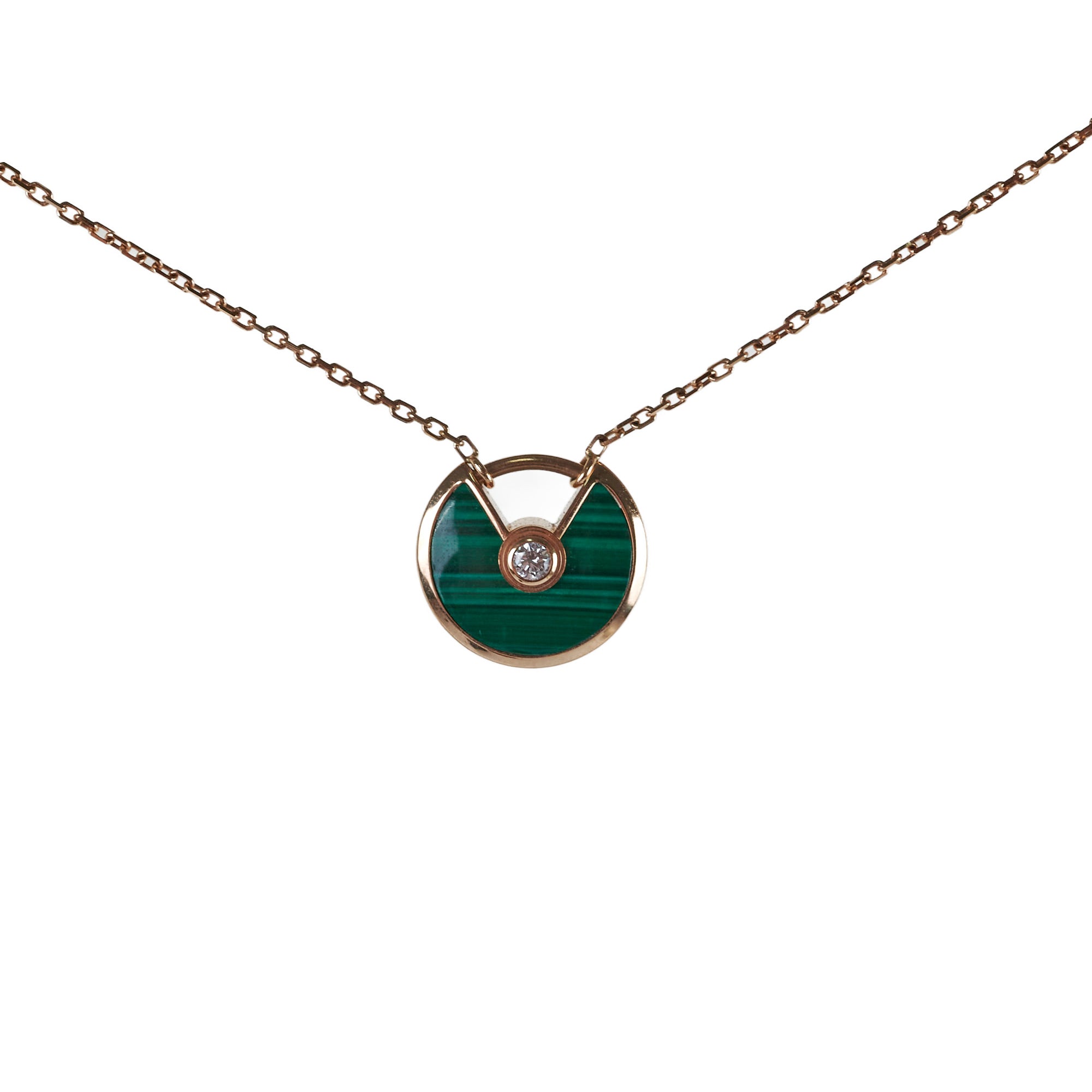 Cartier Amulette de Cartier Necklace - XS Model with Genuine Malachite & Diamond | Elegant Jewelry Gift for Women, Perfect for Weddings & Special Occasions