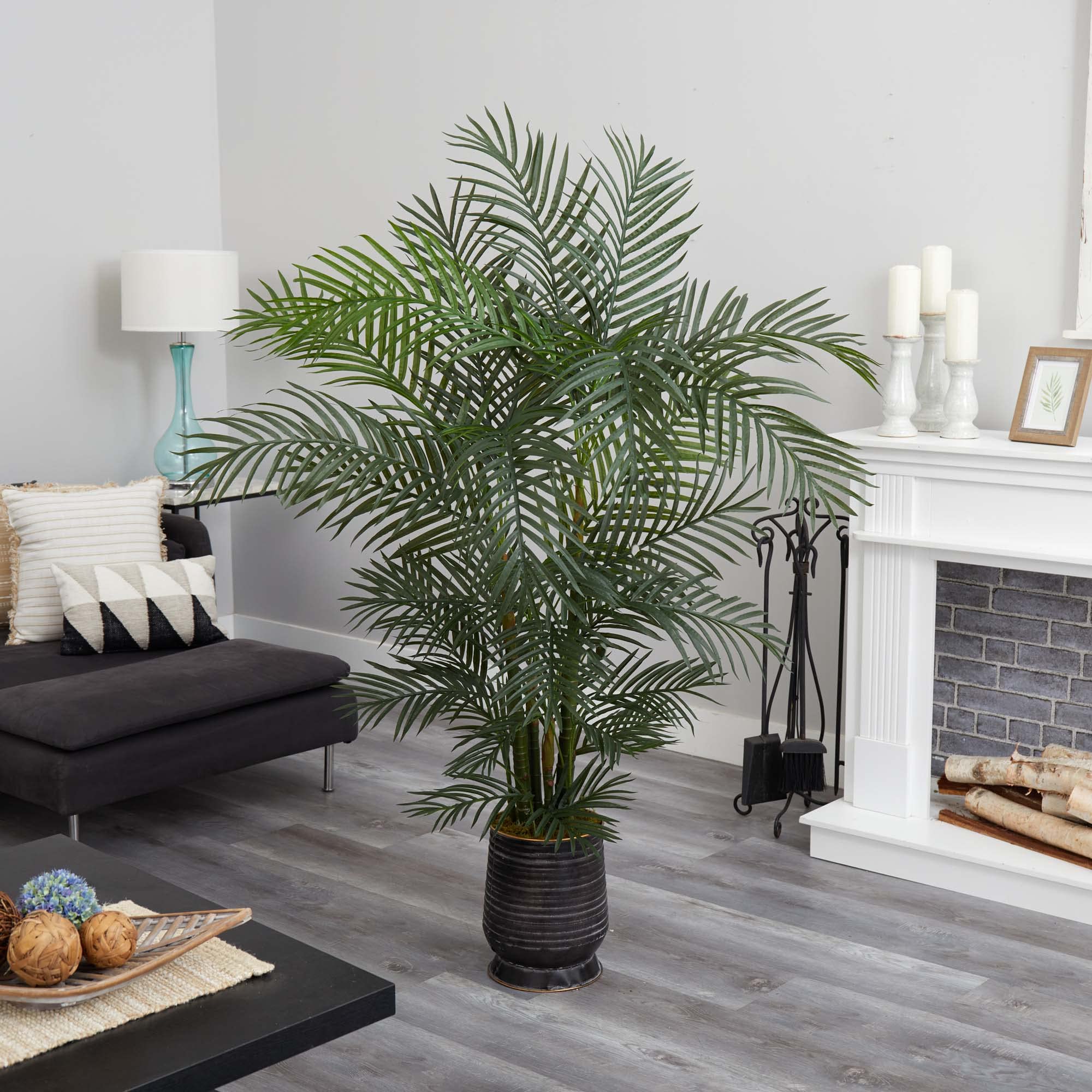 Nearly Natural 65in. UV Resistant Areca Artificial Palm Tree in Decorative Planter - Indoor/Outdoor Fake Plant for Home, Office, Patio & Garden Decor