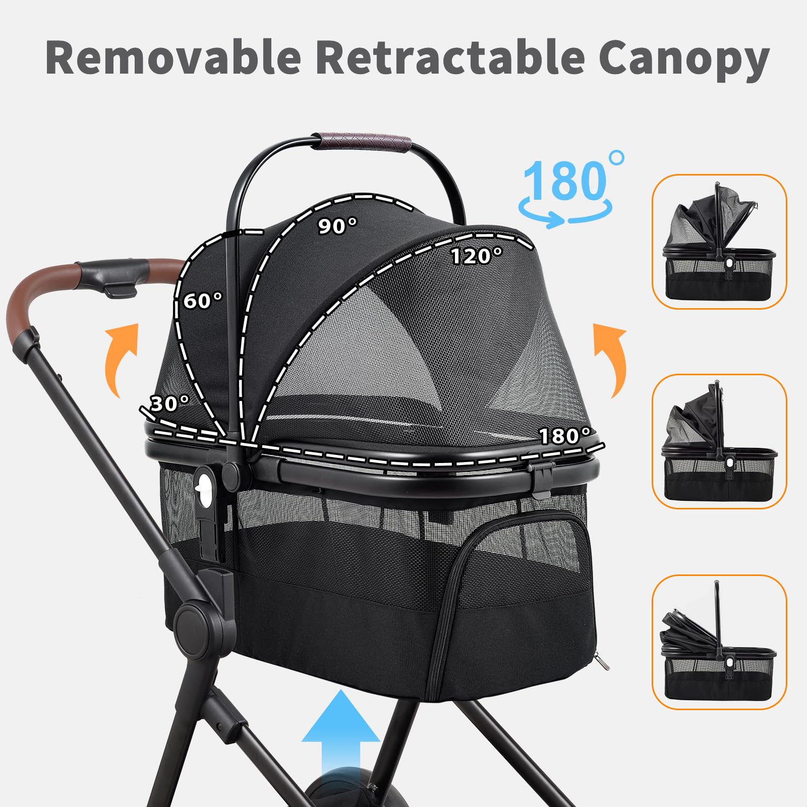 Foldable Double Pet Stroller for 2 Small & Medium Dogs & Cats - Lightweight Convertible Pet Carrier with Removable Basket | Perfect for Park Walks, Vet Visits & Traveling with Pets