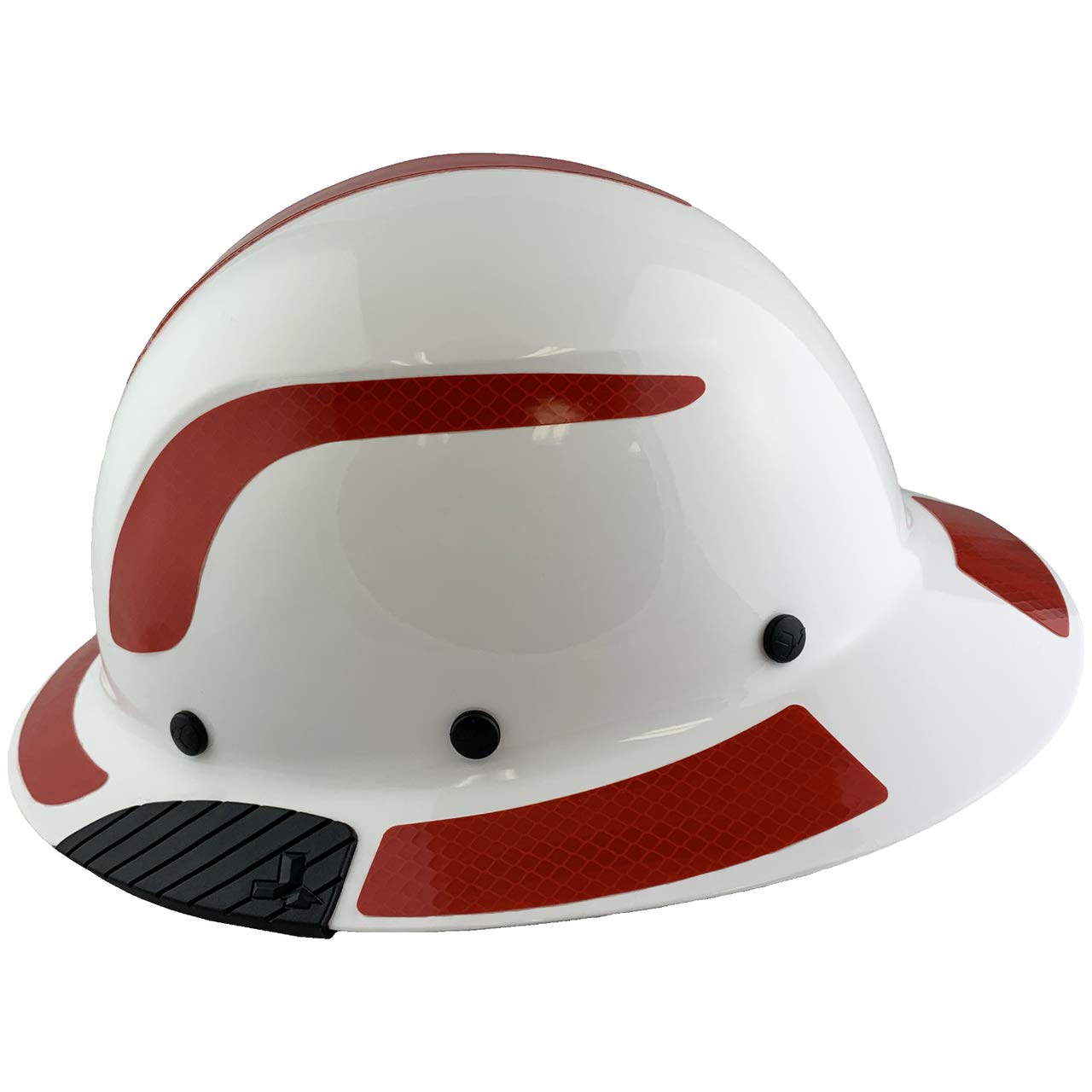 Fiberglass Composite Full Brim Safety Hard Hat - ANSI Certified Lift Helmet with Reflective Decals (White/Red) & Free Tote Bag - Ideal for Construction, Roofing & Industrial Work Safety
