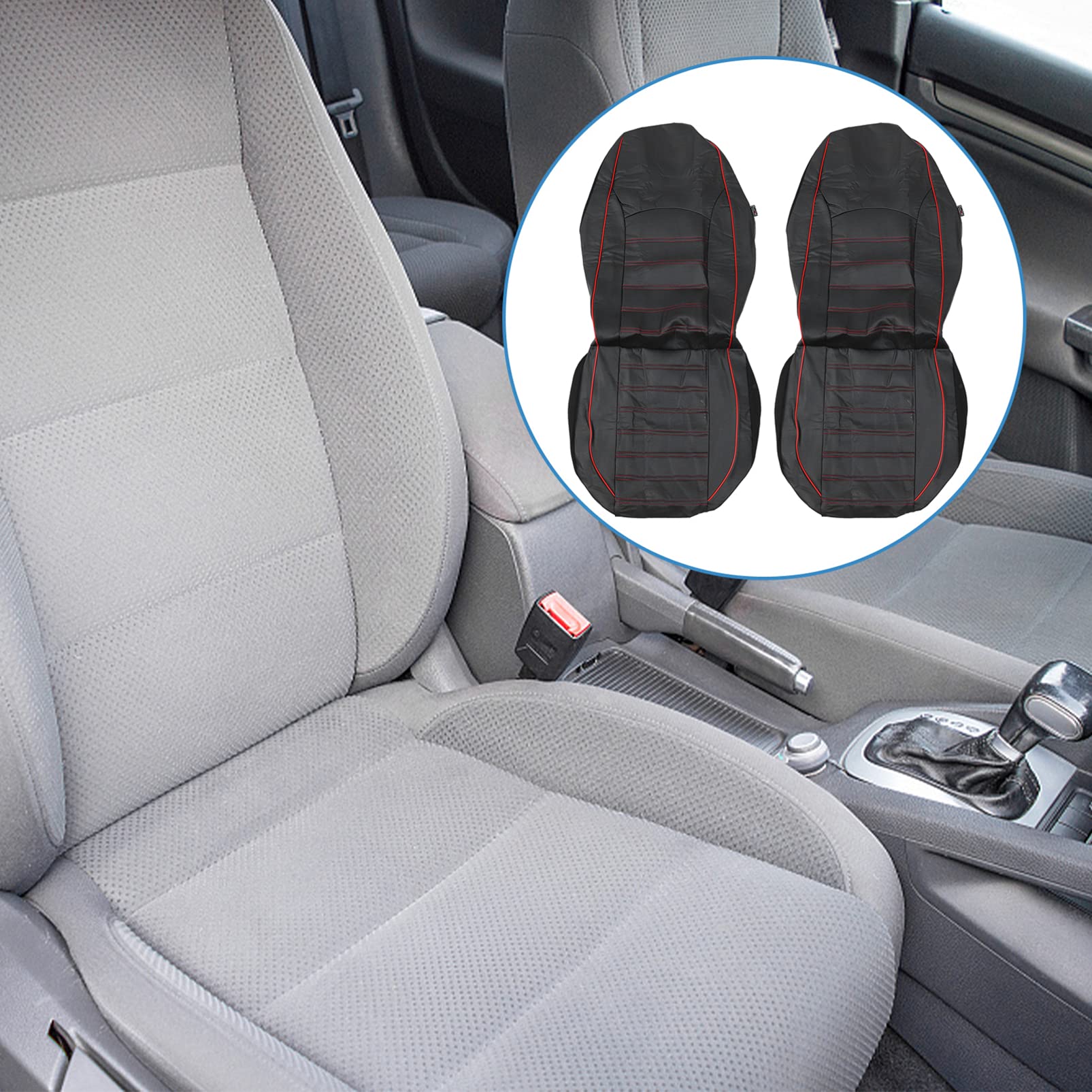 FAVOMOTO 2-Pack Premium Car Seat Protectors - Waterproof & Non-Slip Auto Seat Covers for Cars, SUVs, Trucks - Universal Fit Front Seat Protector for Pets, Kids, Spills (Black) - Perfect for Road Trips, Family Travel & Daily Commute