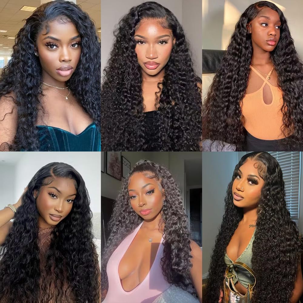 12A Deep Wave Human Hair Bundles 20 22 24 Inch - 100% Unprocessed Brazilian Virgin Hair - 3 Bundles Water Wave Weave for Natural Look - Perfect for Protective Styles, Weaves & Wigs