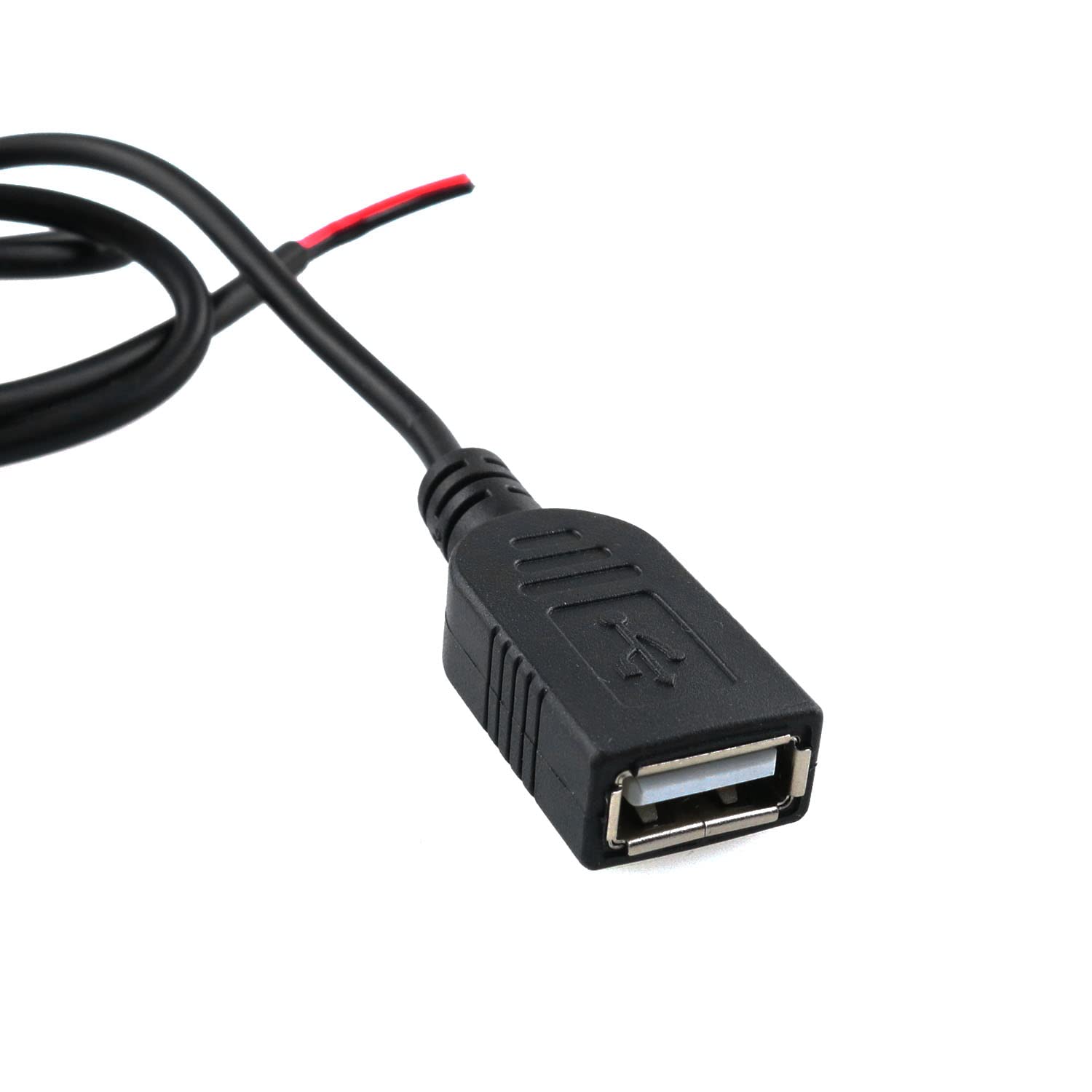 2pcs 24AWG USB 2.0 Pigtail Cable 3.3ft - 5V 5A Power for DIY Electronics