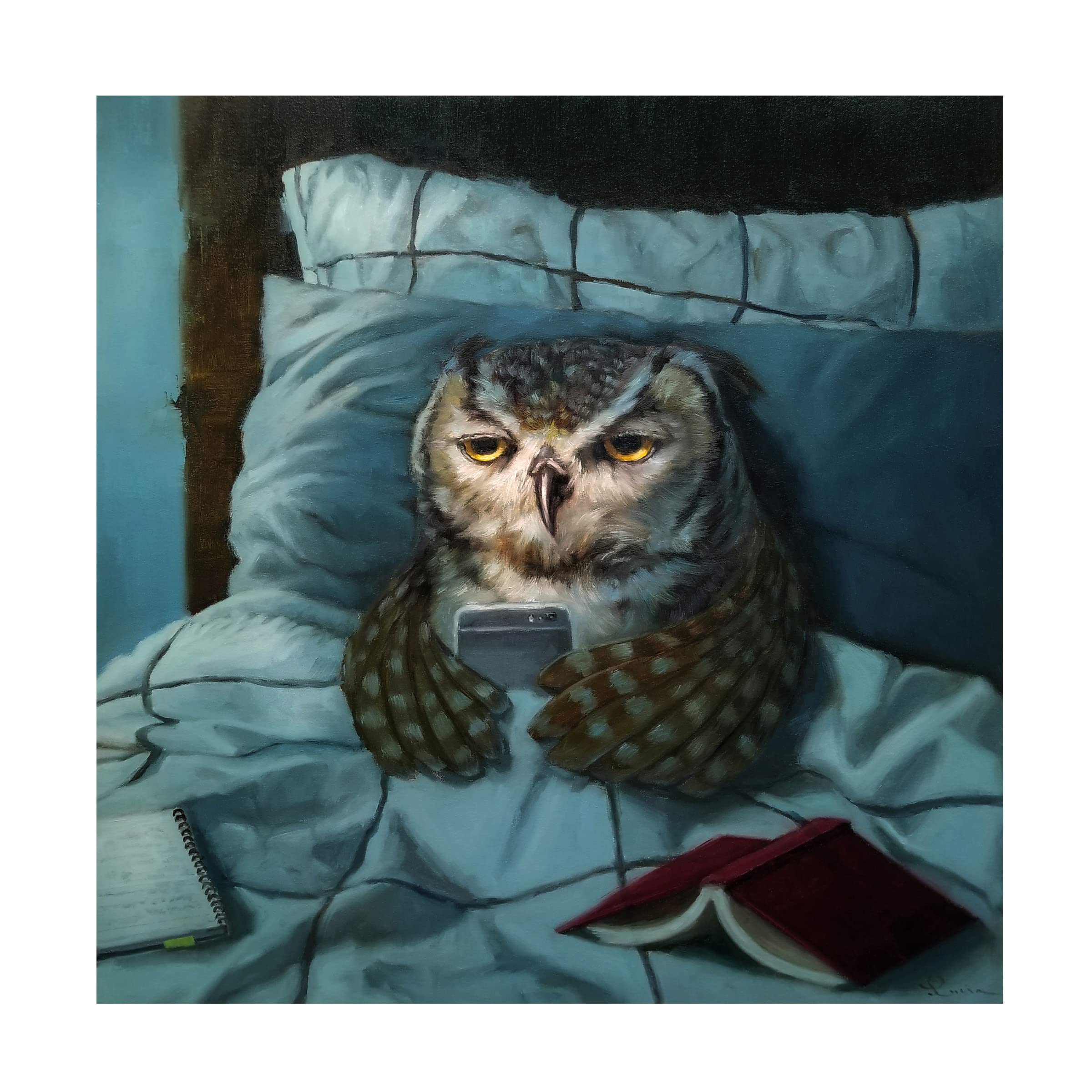 Trademark Fine Art 'Night Owl' Canvas Art by Lucia Heffernan - Whimsical Animal Painting for Home Decor, Office & Nursery Wall Art - Perfect Gift for Art Lovers & Owl Enthusiasts