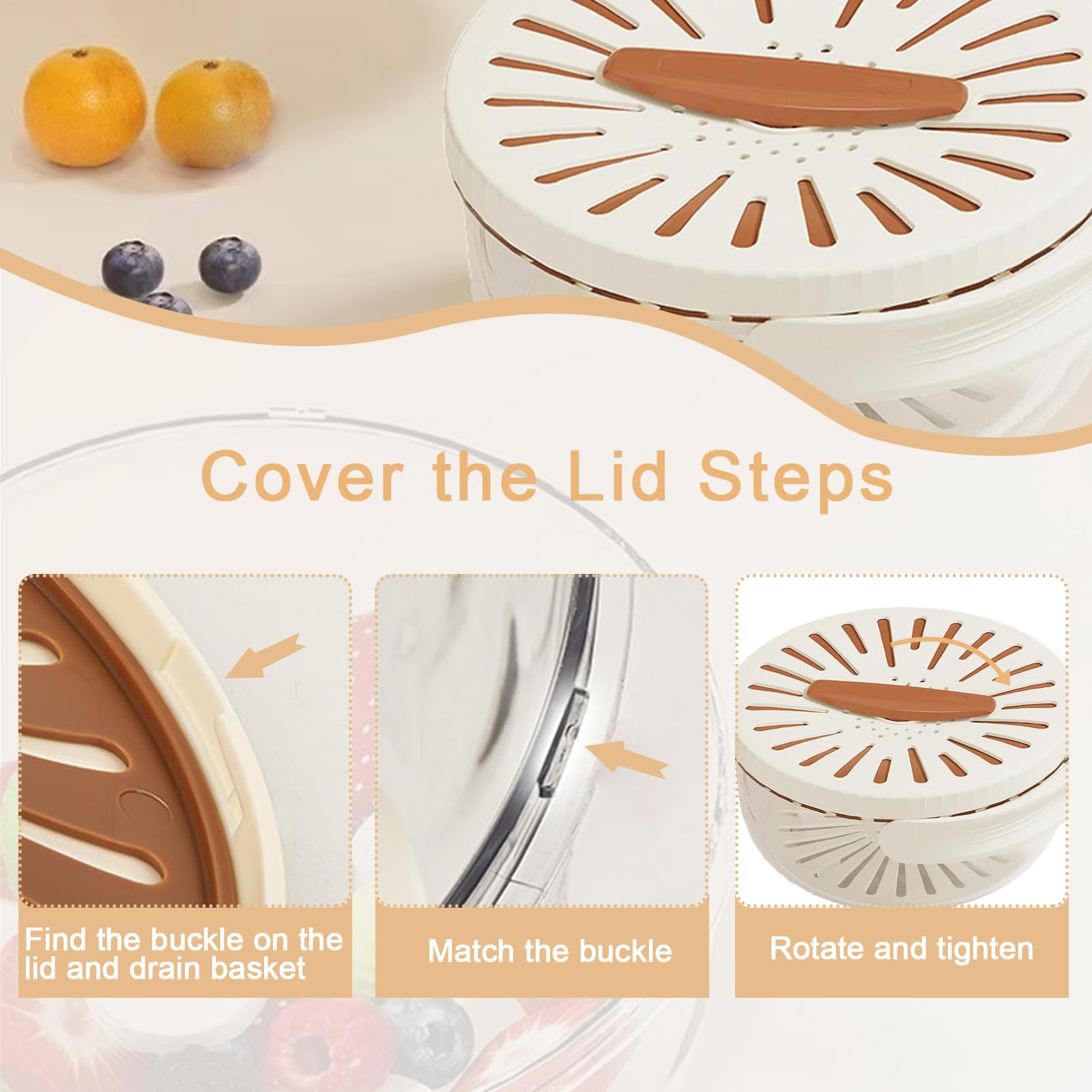 3-in-1 Kitchen Colander Bowl with Handle - Multifunctional Fruit & Vegetable Strainer, Drainer Container for Washing Produce - Perfect for Salad Prep, Pasta Draining & Berry Washing