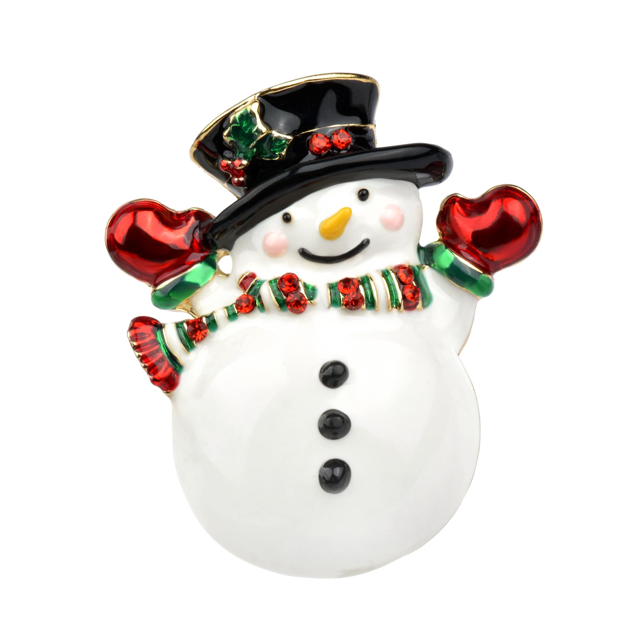 Elegant Christmas Snowman Brooch Pin for Women & Girls - Crystal Rhinestone Pearl Enamel Holiday Jewelry - Cute Fashion Accessory for Christmas Party, Gift Exchange & Winter Outfits