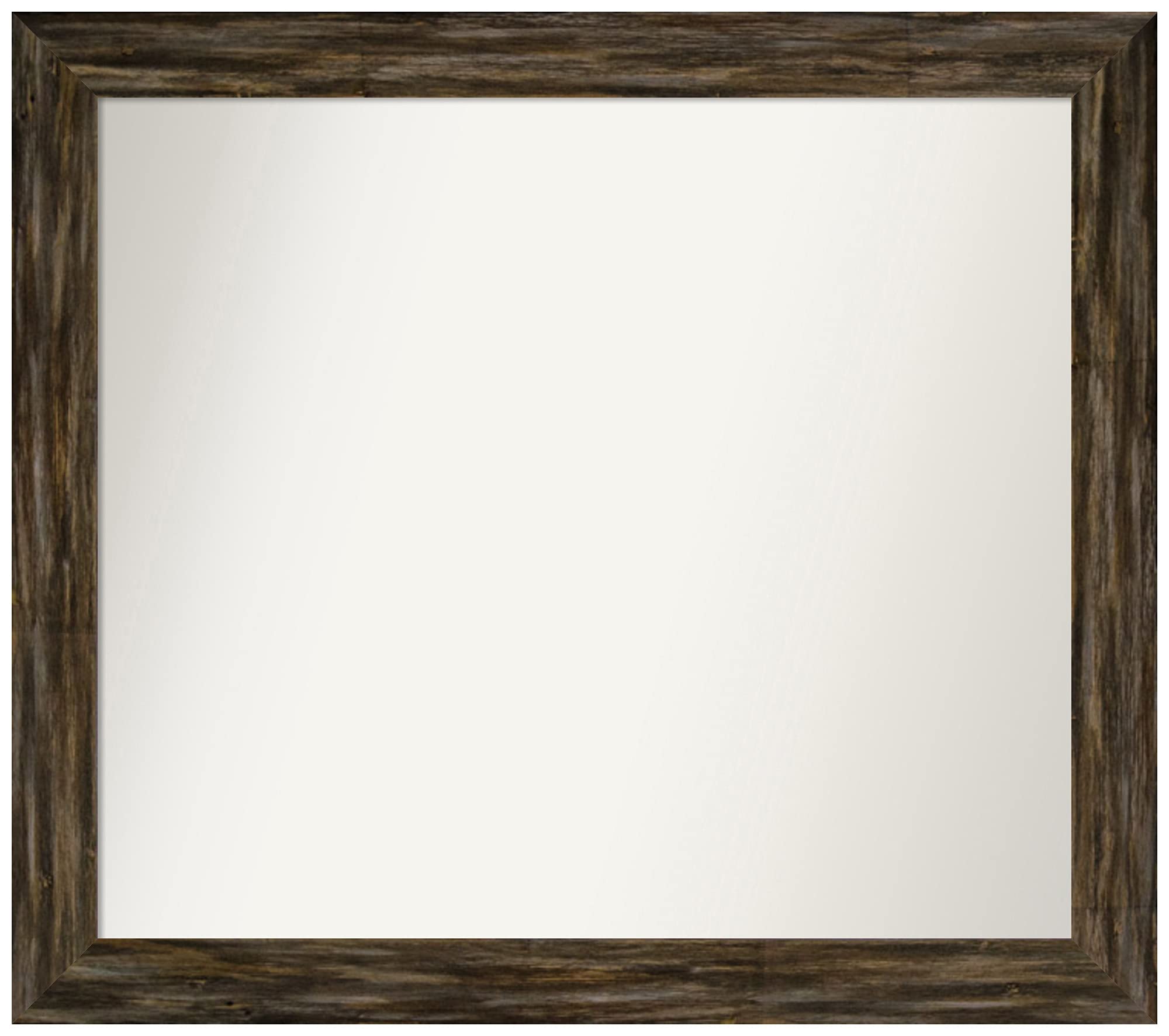 Amanti Art Custom Wall Mirror 30.5x34.5 Inches - Fencepost Brown Narrow Frame - Non-Beveled Bathroom Mirror - Various Sizes Available - Perfect for Bathroom, Bedroom & Entryway Decor