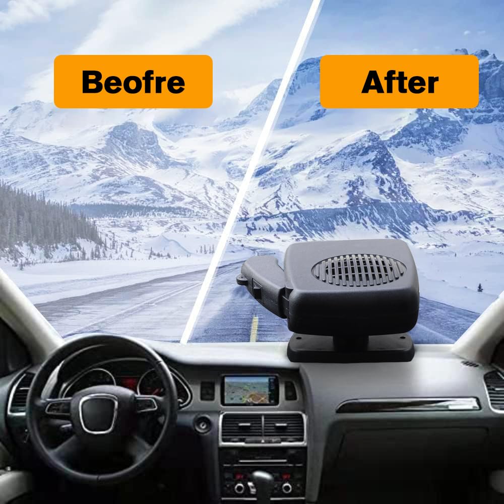2025 Portable Car Heater - 12V Cigarette Lighter Plug-in Fast Heating Defroster & Defogger for Vehicles - Ideal for Winter Driving, Camping & Emergency Car Warmth