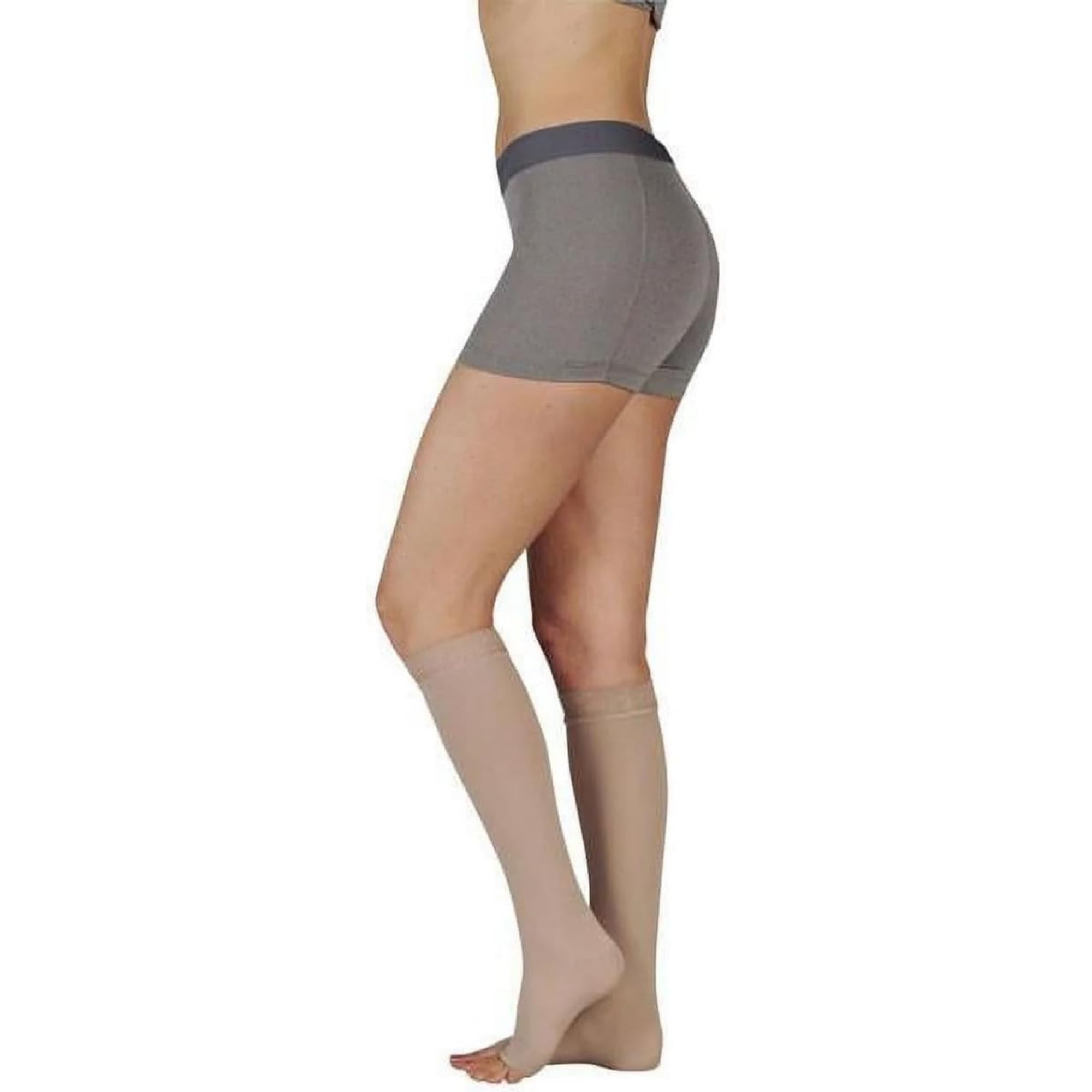 Juzo 2001 20-30mmHg Knee High Open Toe Compression Socks with Silicone Top Band - Short Size for Women & Men - Ideal for Edema, Lymphedema, Varicose Veins & Post-Surgery Recovery