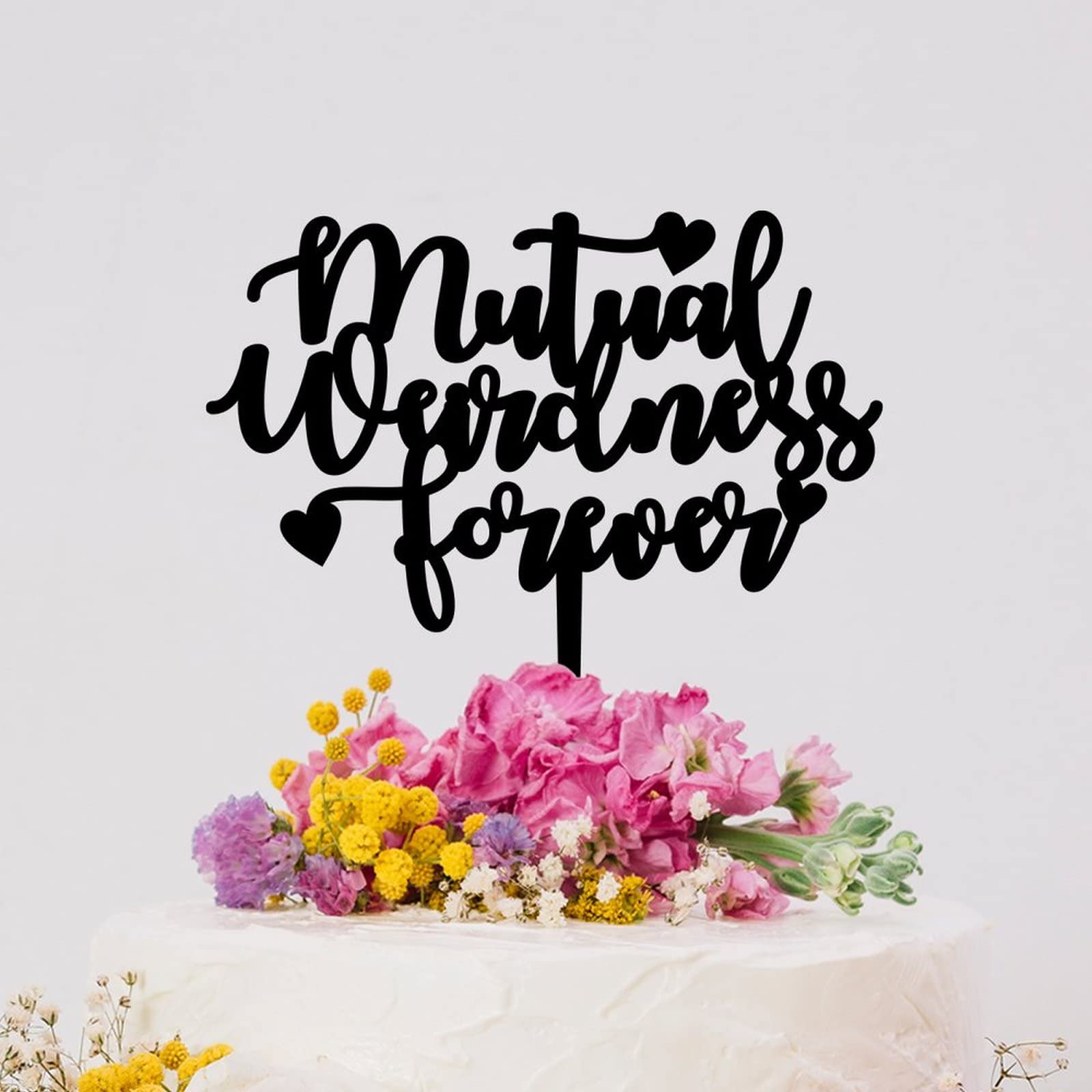 Mutual Weirdness Forever Acrylic Wedding Cake Topper - Mr & Mrs Bride and Groom Cake Decoration - Elegant Black Couple Cake Topper for Wedding Anniversary Gift | Perfect for Wedding Cakes, Anniversary Celebrations, and Romantic Couple Gifts