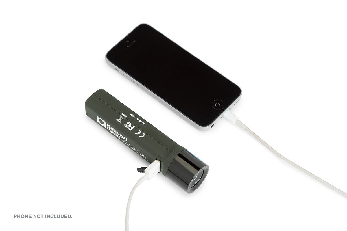 National Park Foundation Rechargeable Power Bank & LED Flashlight - Portable Charger for Camping, Hiking, and Outdoor Adventures (3000mAh Battery Pack)
