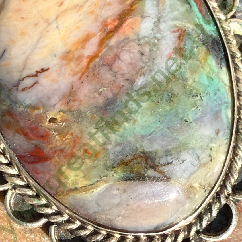 Authentic Vintage Navajo Large Agate Pendant - Handcrafted Sterling Silver Jewelry with Signature - Perfect for Boho Fashion, Southwest Style & Gift Giving