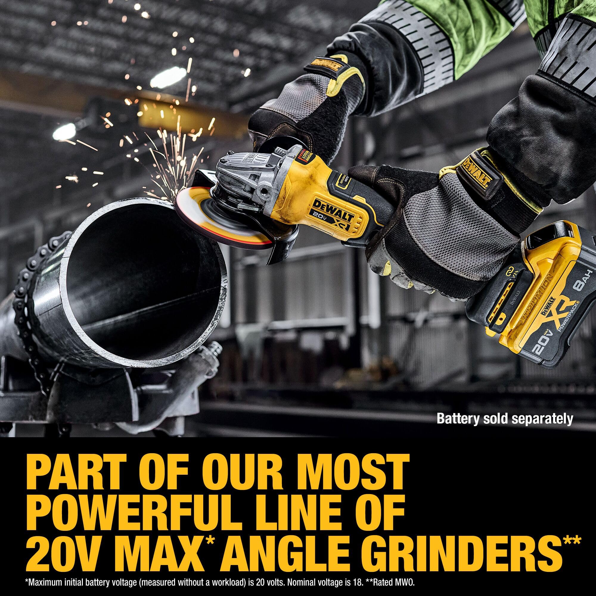 DEWALT 20V MAX XR Brushless Cordless 4.5-5 Inch Variable Speed Paddle Switch Angle Grinder (Tool Only, DCG410VSB) - Perfect for Metal Cutting, Grinding, and Polishing in Construction, DIY, and Workshop Projects