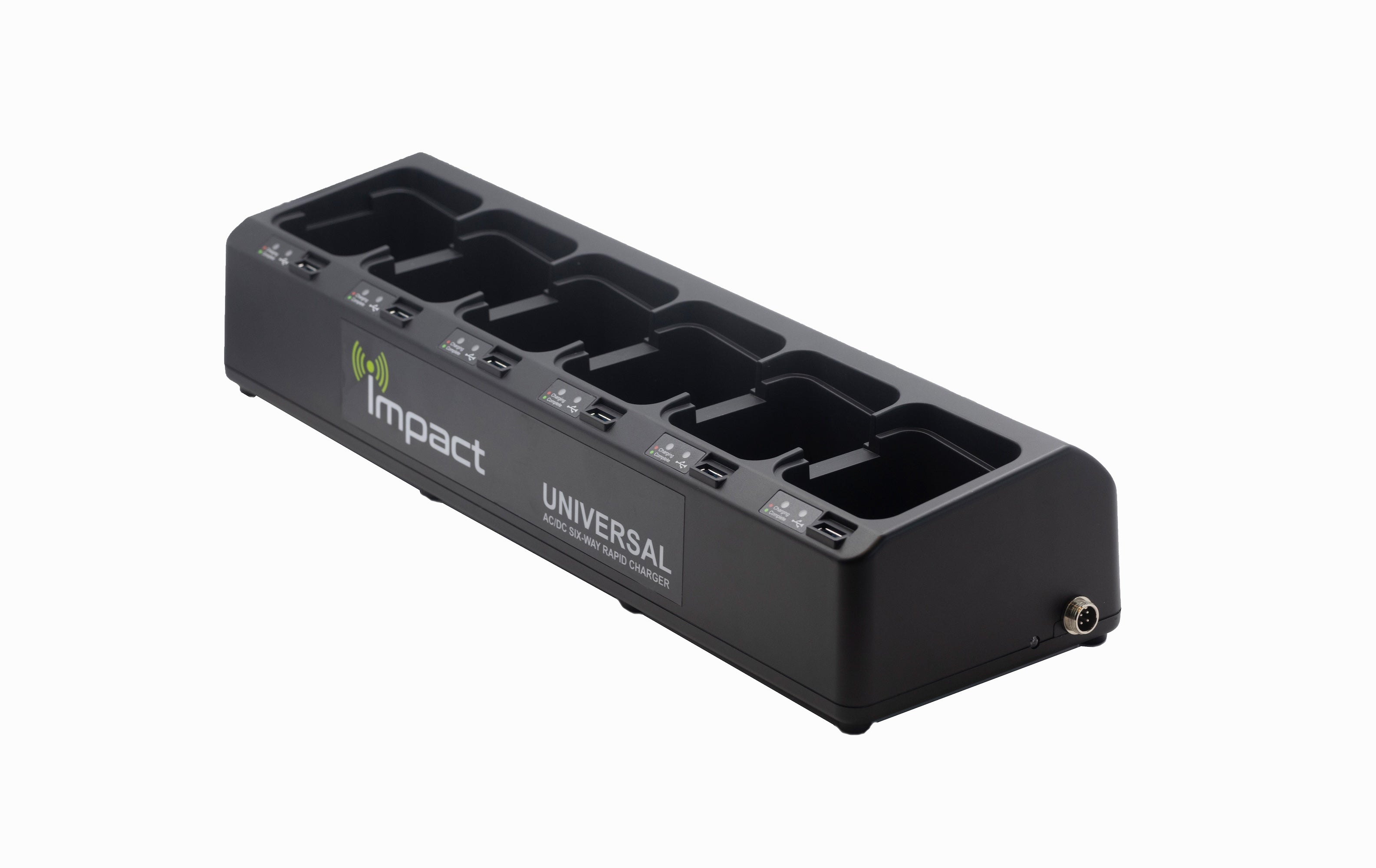 Impact 6-Bank Universal Rapid Two-Way Radio Battery Charger with USB IMPC 6AC/DC - Fast Charging for Walkie Talkies, Emergency Radios & Communication Devices - Perfect for Security, Construction & Outdoor Adventures