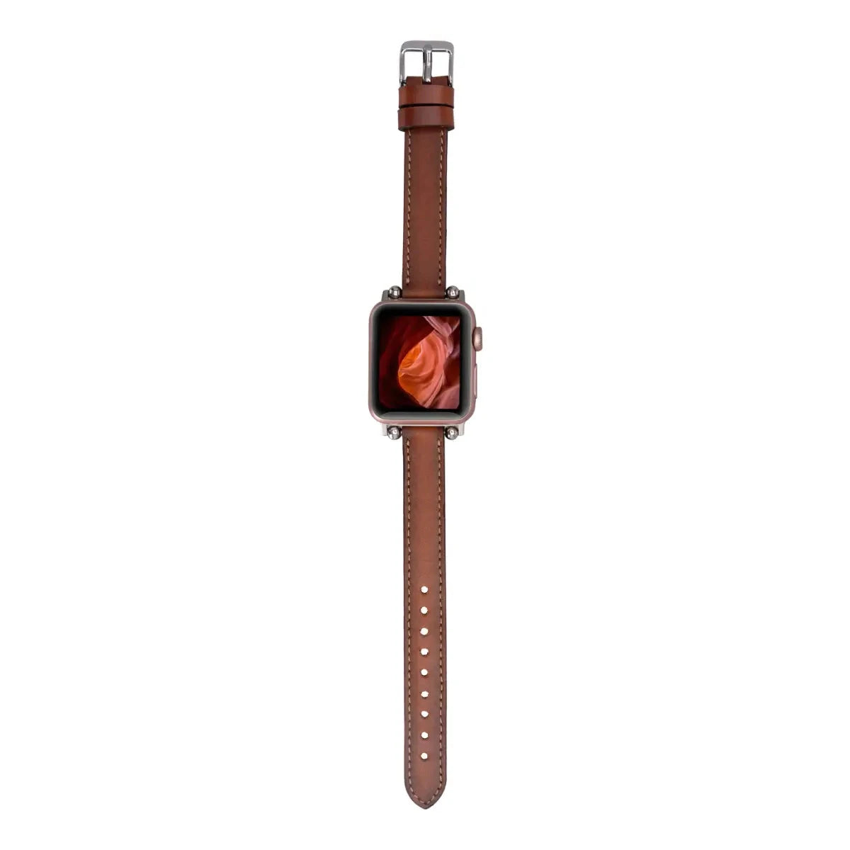 Premium Brown Leather Ultra Slim Apple Watch Band - Stylish & Comfortable for Everyday Wear, Workouts & Business Meetings