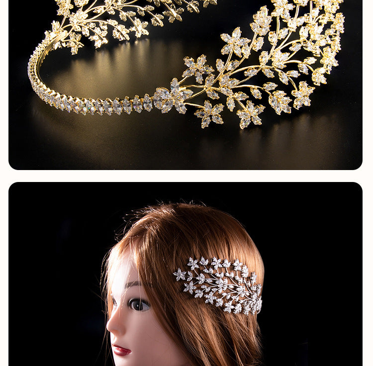 3/4 Round Cubic Zirconia Bridal Headband - Sparkling Wedding Tiara Hair Accessory for Women | Perfect for Bridal Showers, Weddings & Special Occasions