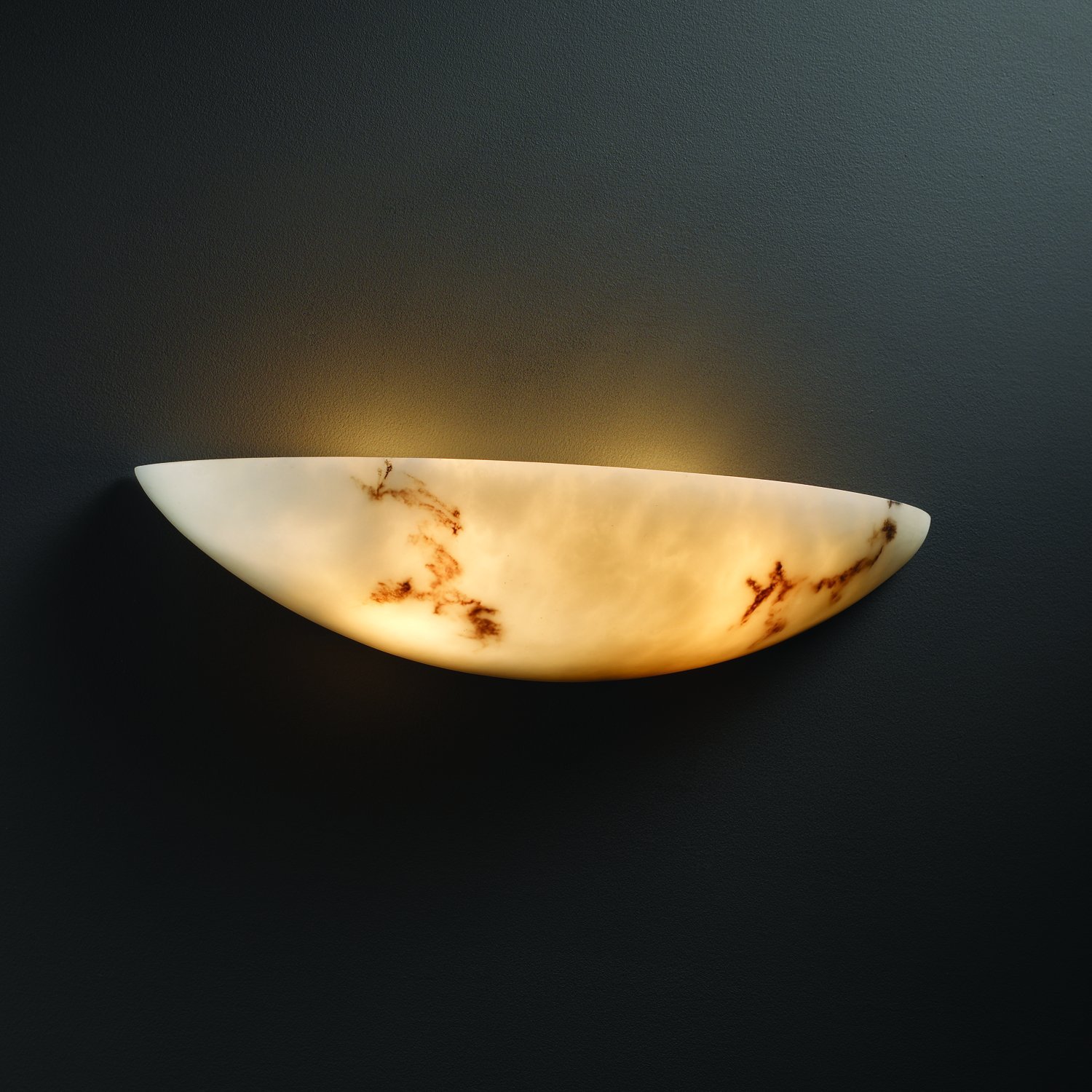 Justice Design Group LumenAria 2-Light Wall Sconce with Faux Alabaster Resin Shade - Modern Bathroom Vanity Lighting for Bedroom, Hallway & Entryway
