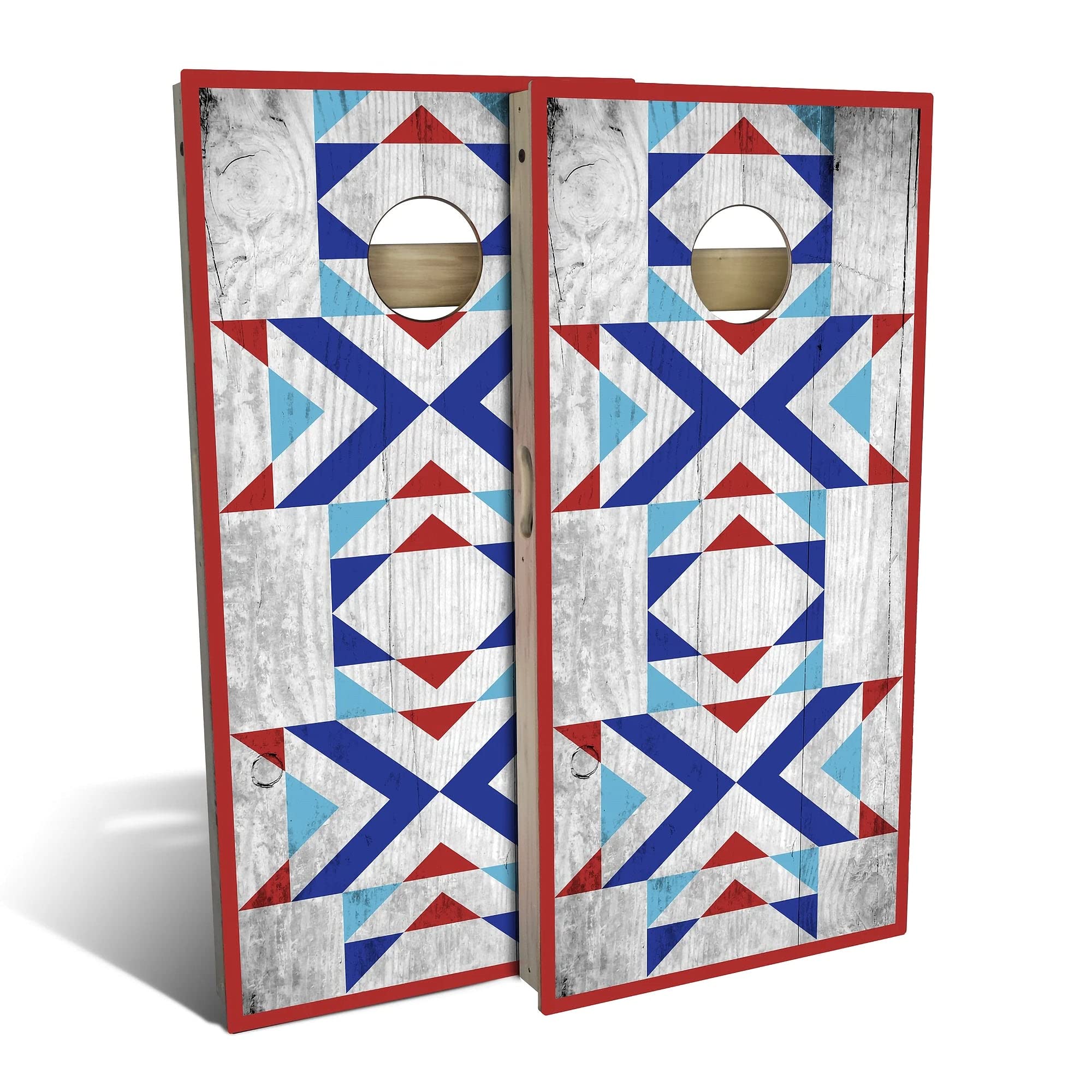 Patriotic Cornhole Boards Set with 2 Boards & 8 Bags - American Flag Design Outdoor Game for Backyard, Tailgating & BBQs - Choose Your Size & Accessories