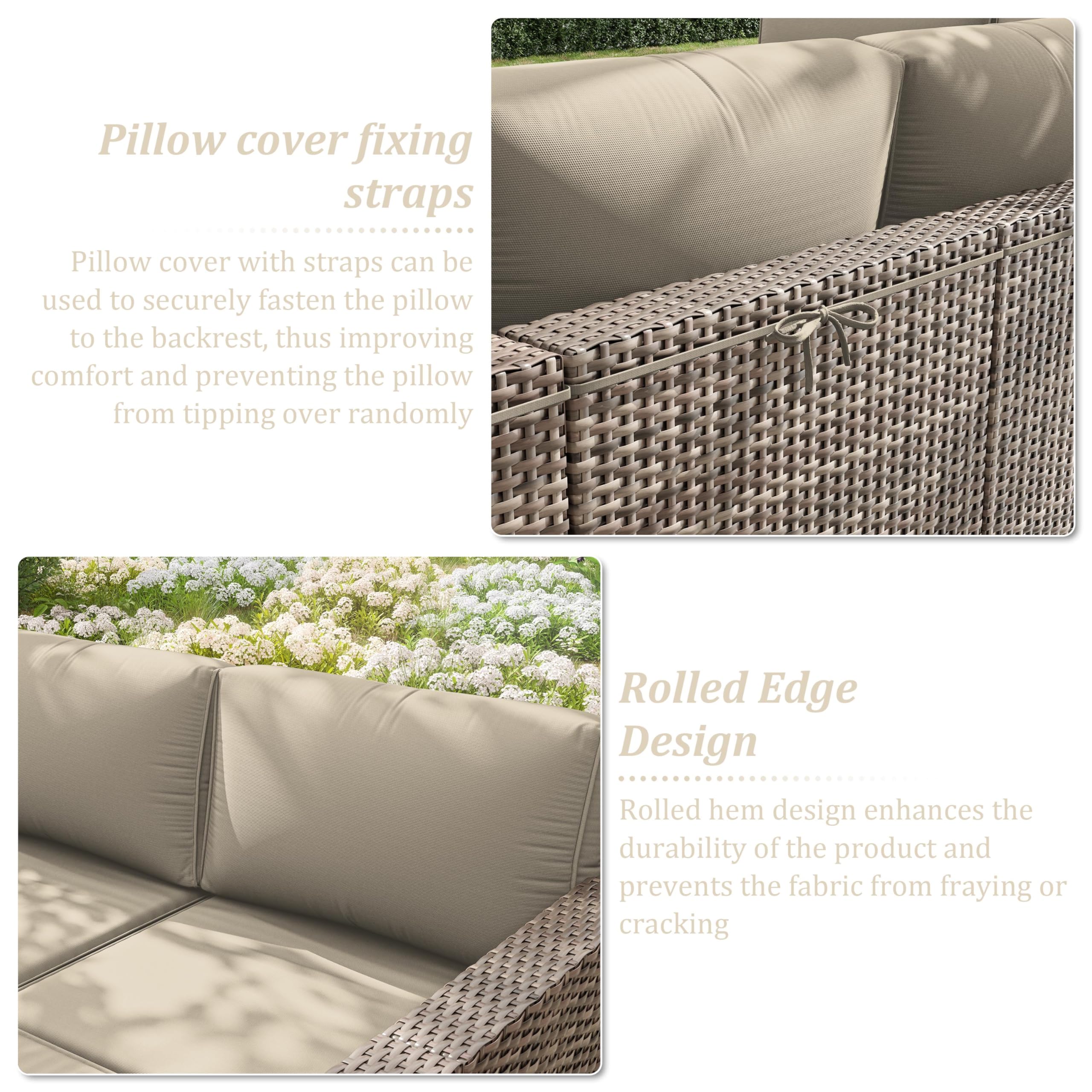14-Piece Waterproof Outdoor Cushion Covers with Zipper - Replacement Slipcovers for Patio Furniture, Sofa & Couch (3 Sizes) - Perfect for Backyard, Deck, Poolside & Garden Use