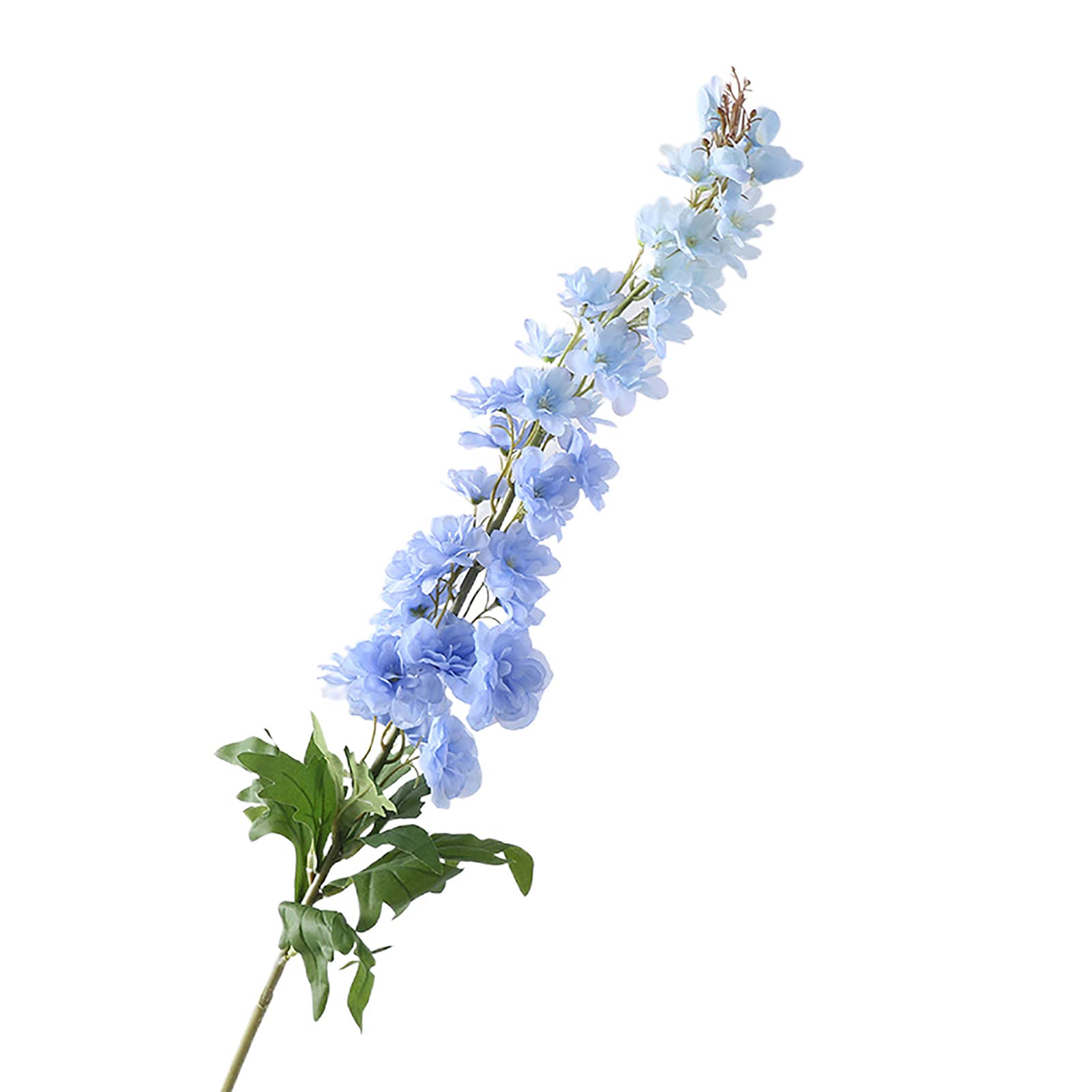 Artificial Delphinium Flower - 1Pc Light Blue Fake Flower with Realistic Leaves for Wedding Bouquets, Home Decor, and Centerpieces - Perfect for DIY Floral Arrangements and Table Settings