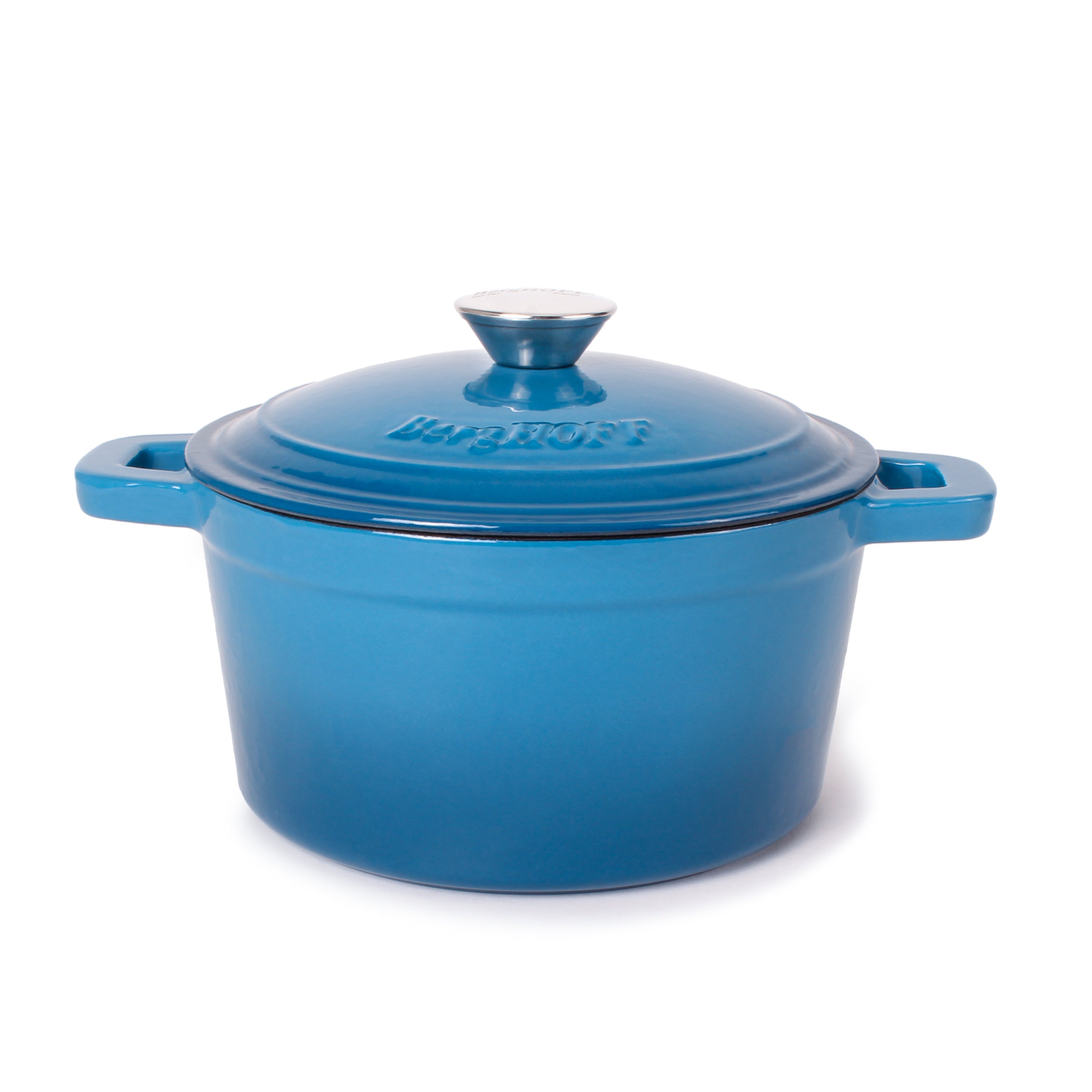 BergHOFF Neo 4-Piece Cast Iron Cookware Set - 3 Quart & 7 Quart Dutch Oven with Lid - Blue Enameled Cookware for Stovetop, Oven & Camping - Perfect for Soups, Stews & Braising