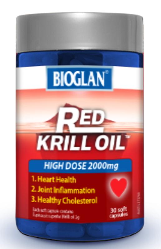 Bioglan Red Krill Oil 2000mg - Premium Omega-3 Supplement for Heart & Brain Health - Supports Joint Function & Inflammation Relief - Perfect for Daily Wellness Routine