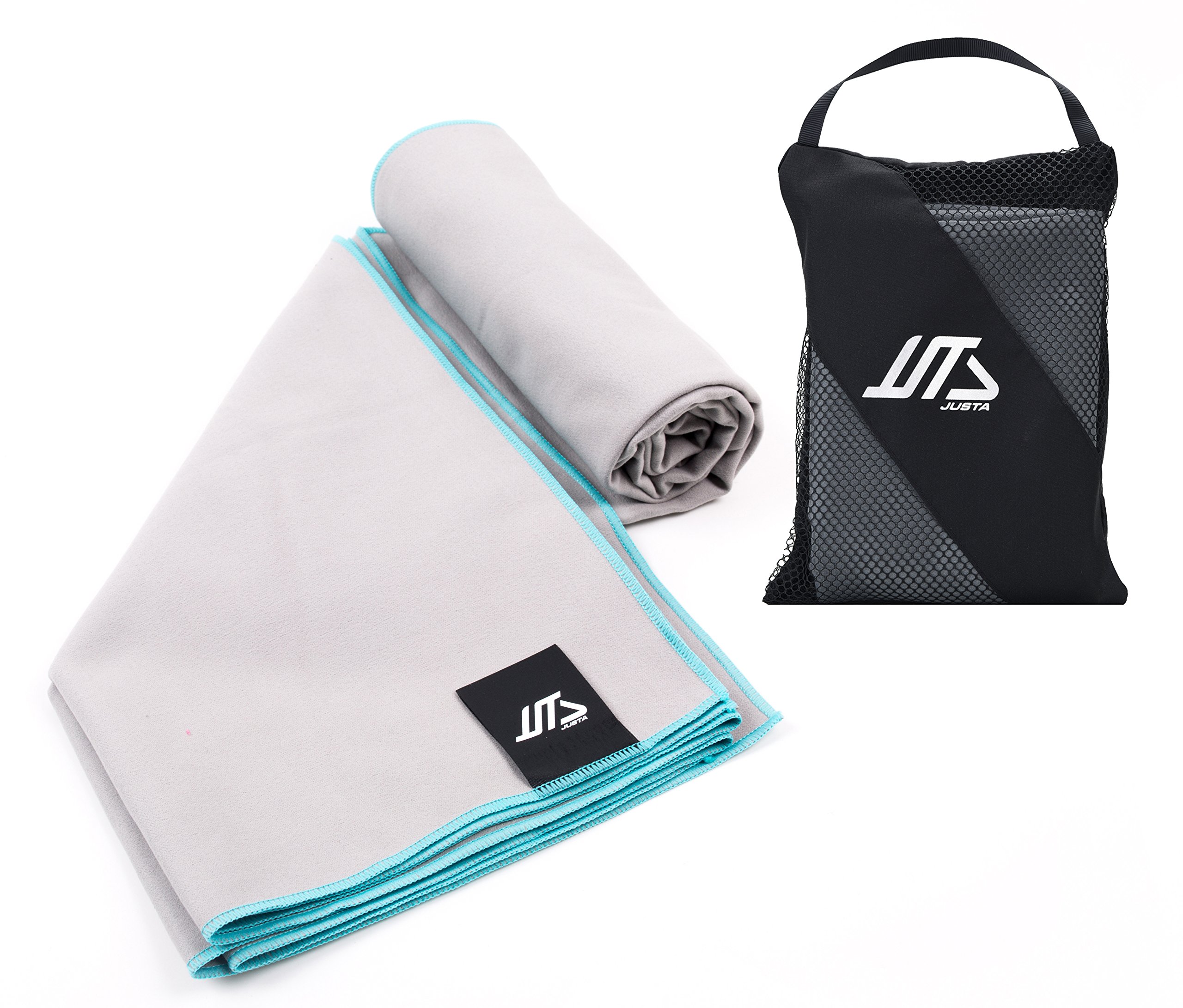 JUSTA - Premium Sports & Travel Towel - Ultra Absorbent, Quick Dry Microfiber - Ideal for Gym, Camping, Beach, Pool & Travel Accessories - Perfect Workout, Yoga, Swimming & Outdoor Activities Towel