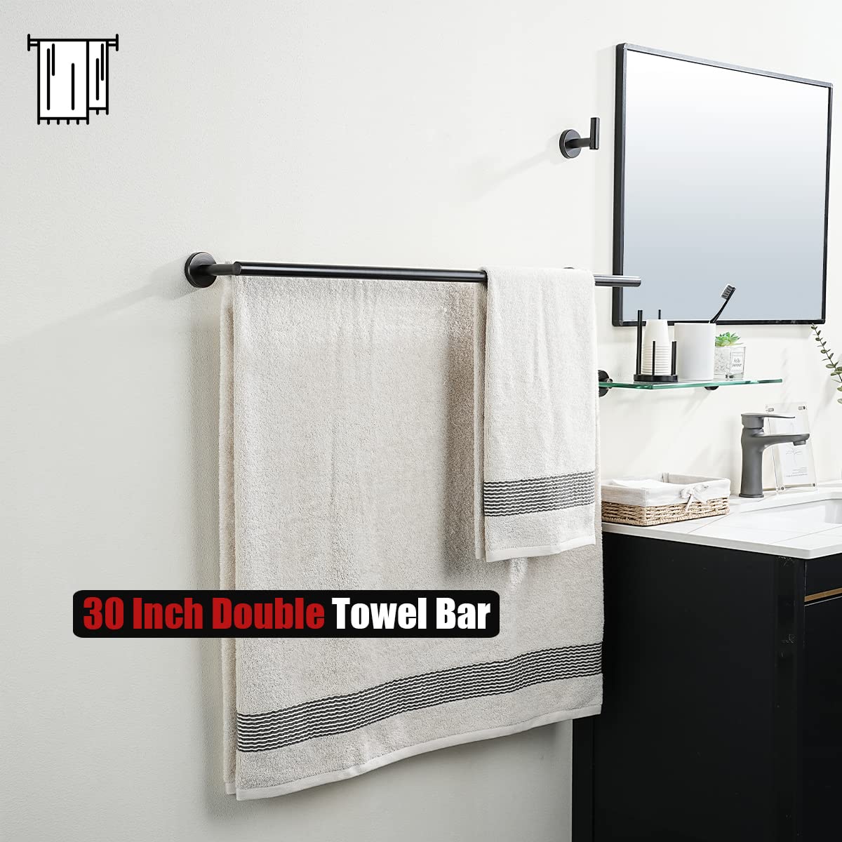 Premium 30 Inch Double Towel Bar - Oil Rubbed Bronze Finish, Heavy Duty 304 Stainless Steel (0.8mm Thick) Wall Mounted Bathroom Towel Rack Holder (33