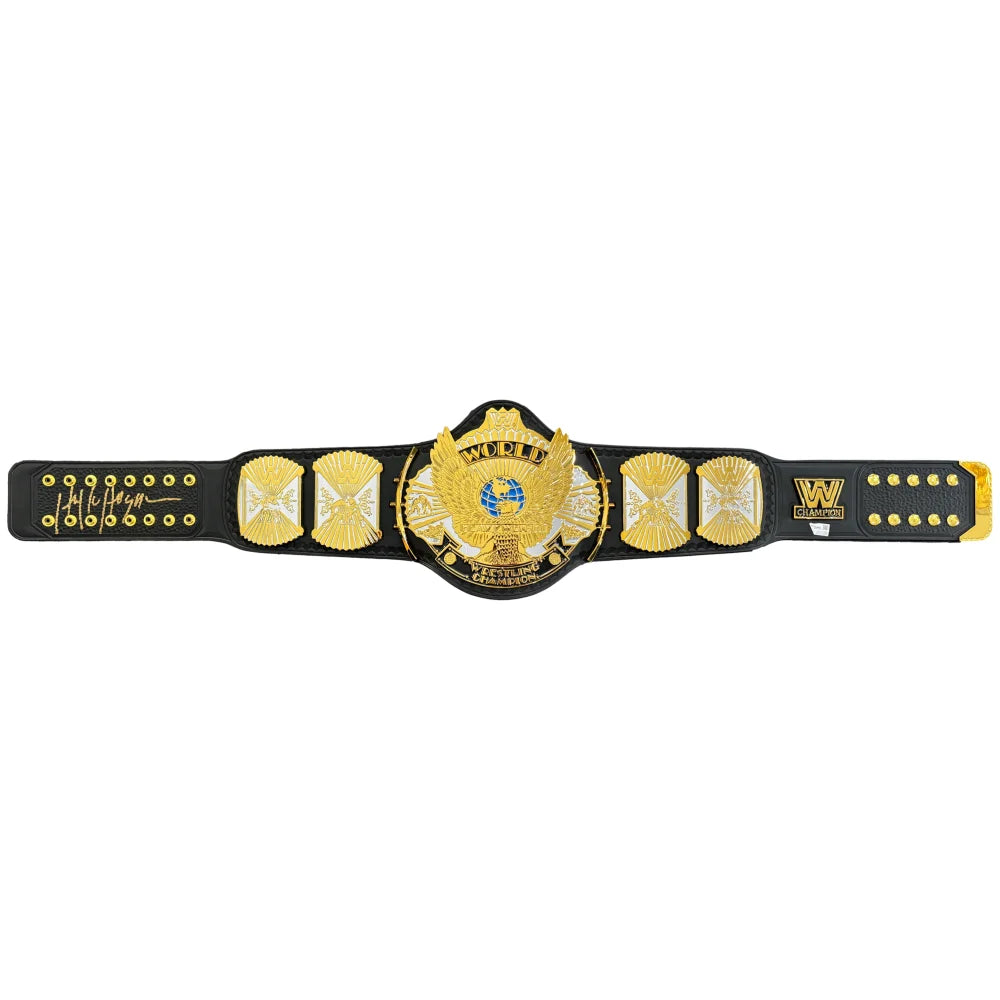 Hulk Hogan Autographed WWE WWF Winged Eagle Championship Belt - Signed Replica Collectible for Wrestling Fans & Memorabilia Enthusiasts - Perfect for Display, Man Cave Decor, and Wrestling Events