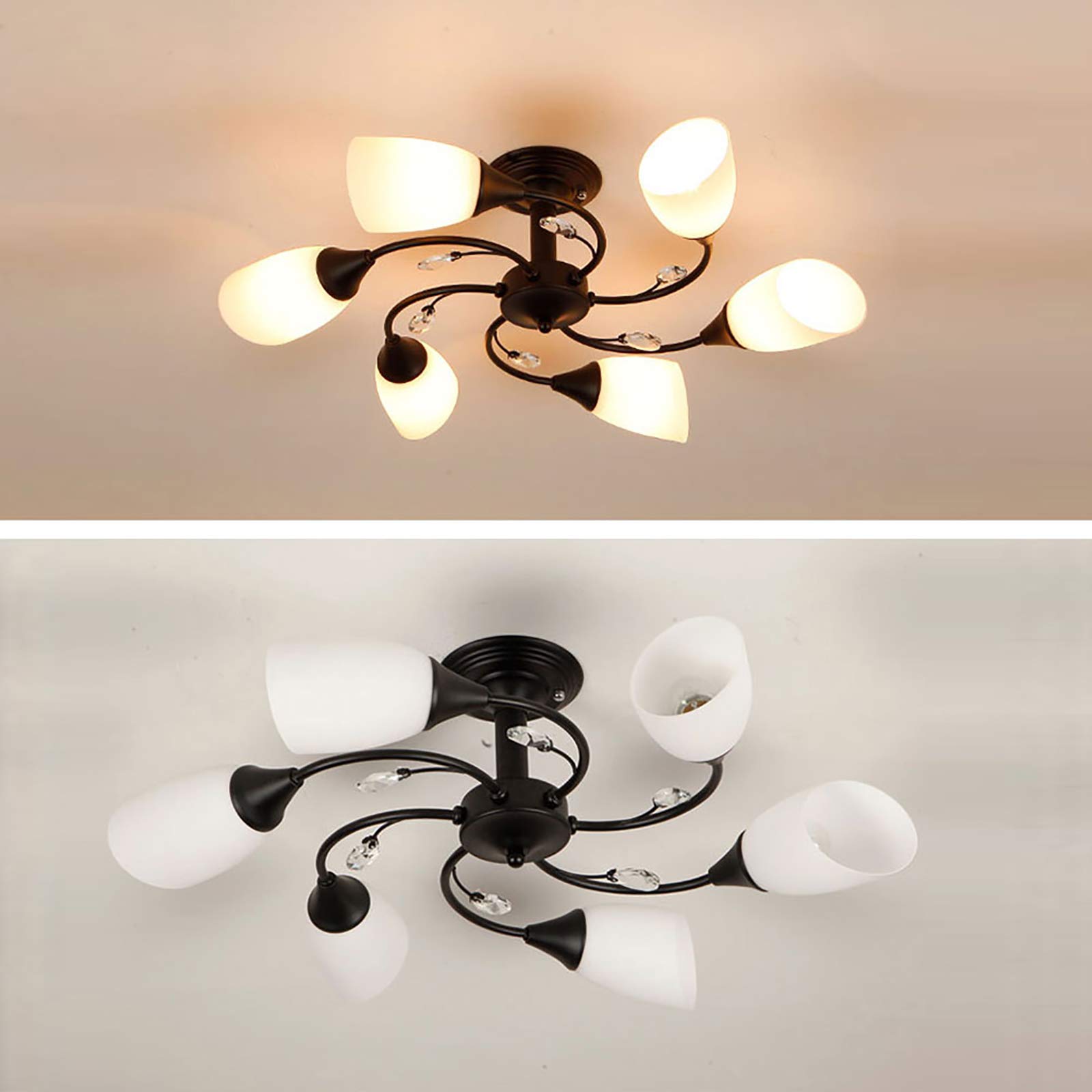 Rustic Style LED Flush Mount Ceiling Light Fixture - Modern Farmhouse Lighting for Living Room, Bedroom & Dining Room - 110V Black - Perfect for Home Decor, Apartment & Office Lighting