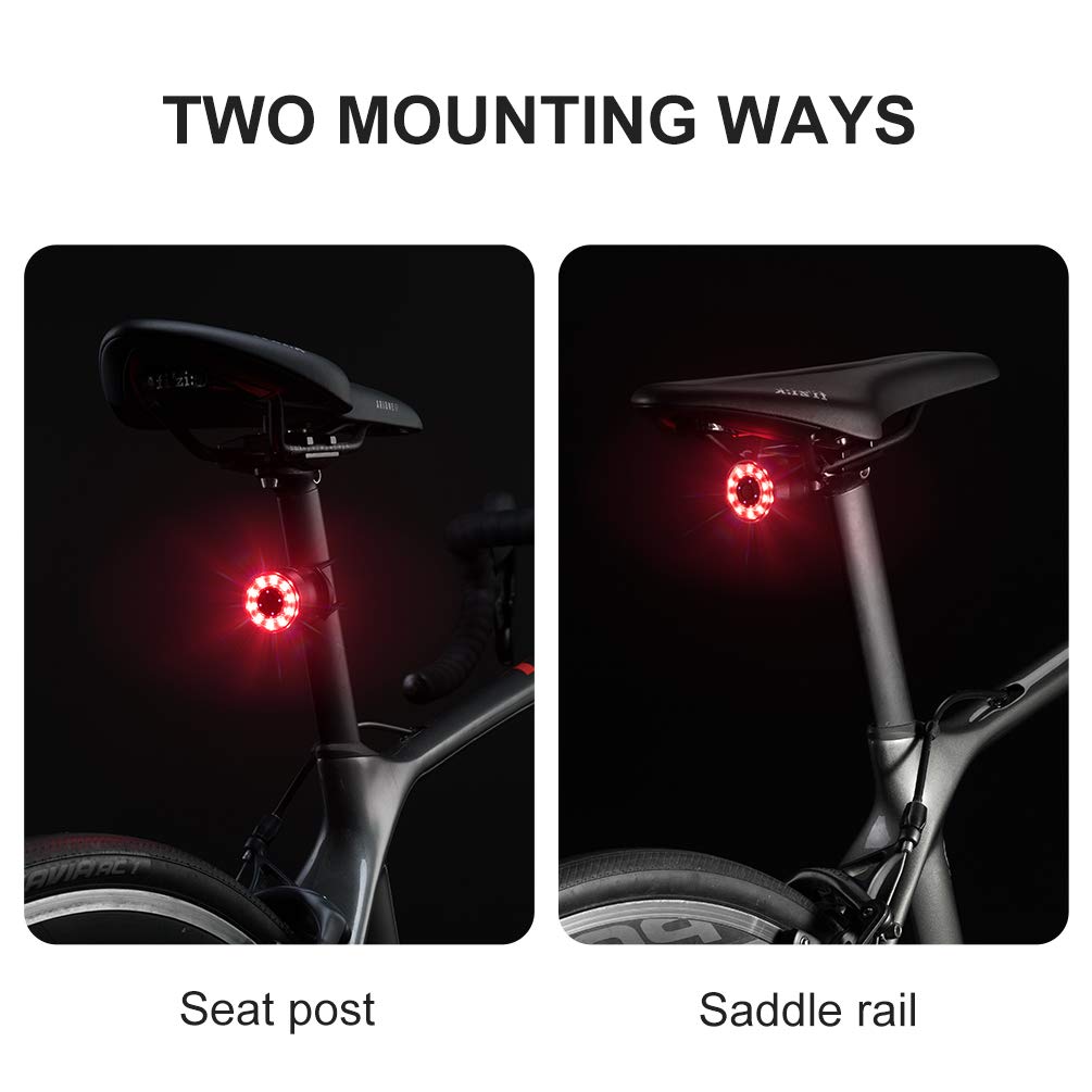 ROCKBROS Rechargeable Waterproof Bike Tail Light - High Visibility Rear Bicycle Light for Night Cycling, Commuting & Road Safety | USB Charging LED Bike Taillight for Mountain, Road & City Bikes