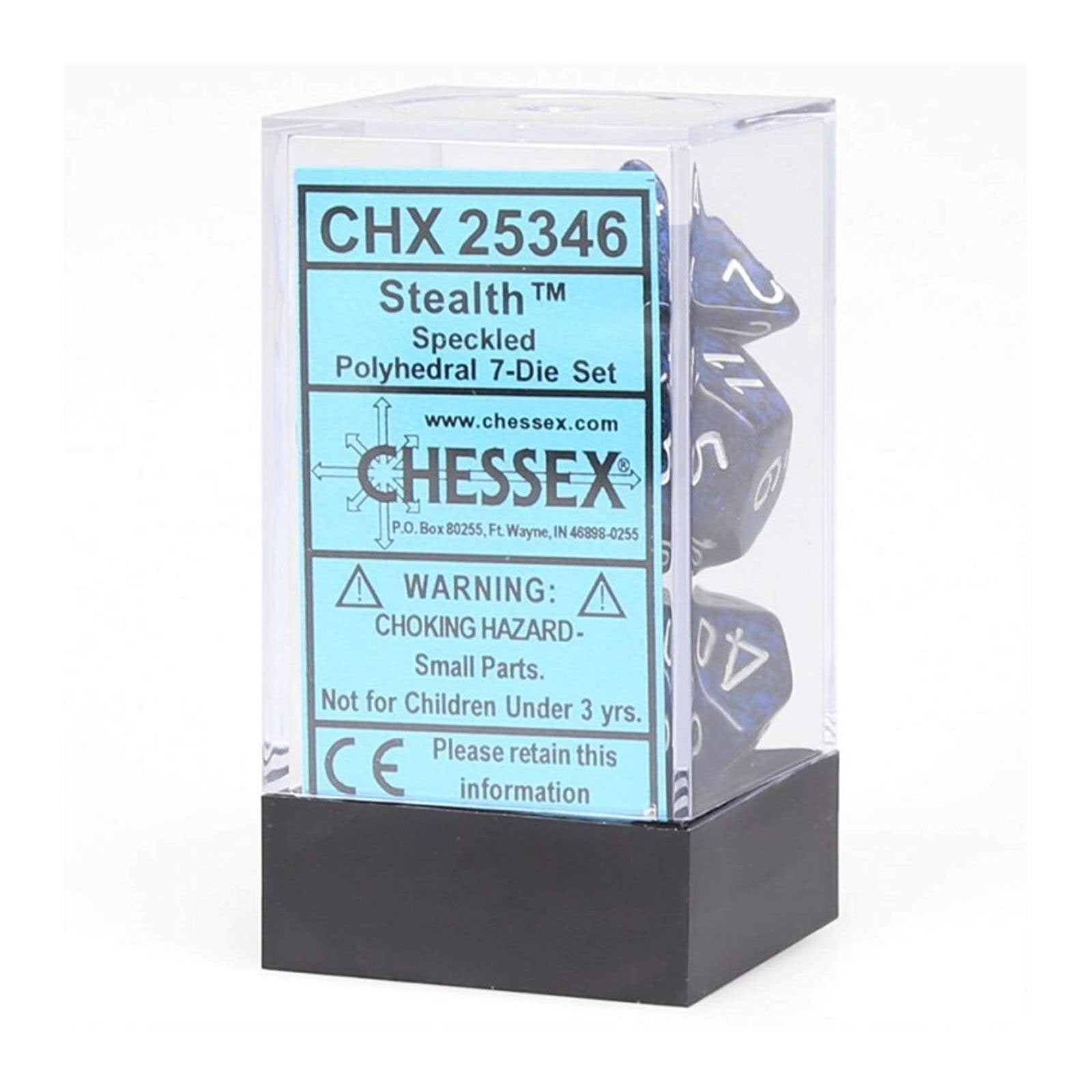 Chessex 7-Piece Polyhedral Dice Set - Stealth Black (CHX25346) for D&D, RPG, Tabletop Gaming & Collectors