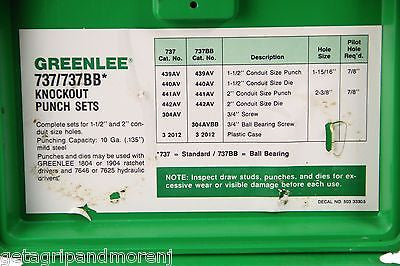 Greenlee 737BB Ball Bearing Knockout Punch Set - Professional Electrical Conduit Tool for Metalworking & Electrical Installations