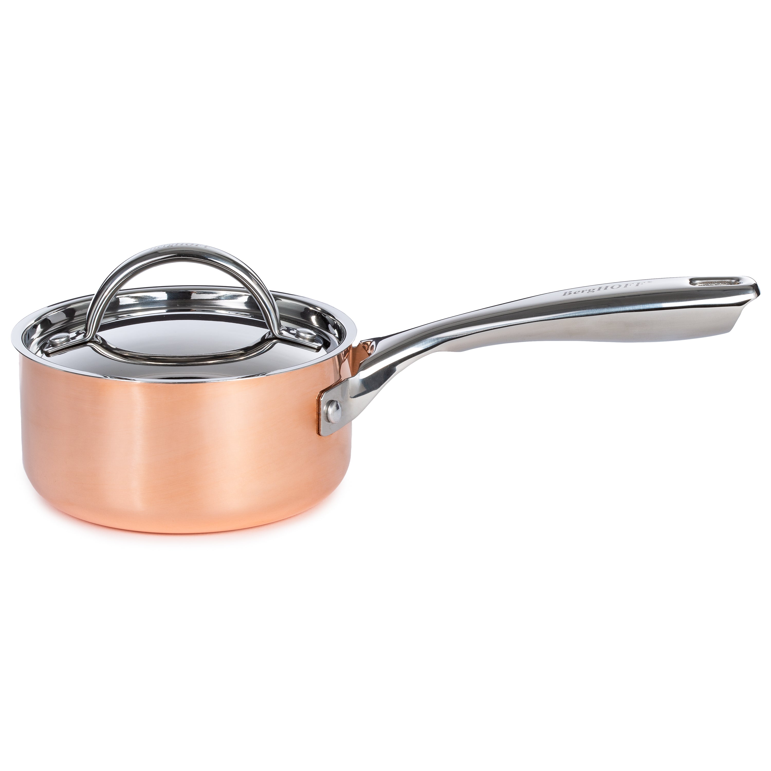 BergHOFF Vintage 10-Piece Tri-Ply Copper Cookware Set with Lids - Polished Stainless Steel Pots and Pans for Professional Cooking, Baking & Entertaining