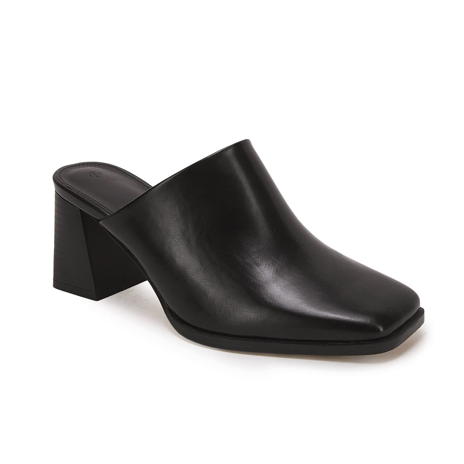Trish Lucia Women's Chunky Heel Mules - Square Toe Slip-On Clogs with Stacked Heel | Backless Loafers for Casual Wear | Perfect for Office, Dating & Everyday Comfort (Black)